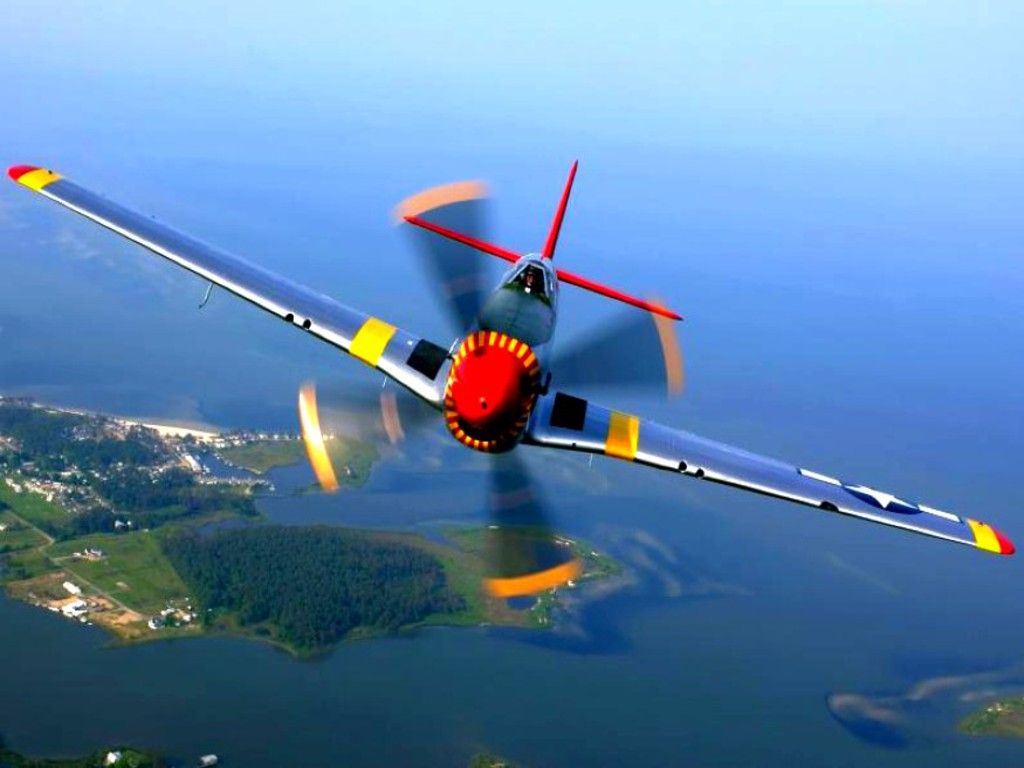 Aereo P-51 Mustang in volo, 1024x768 HD, PC