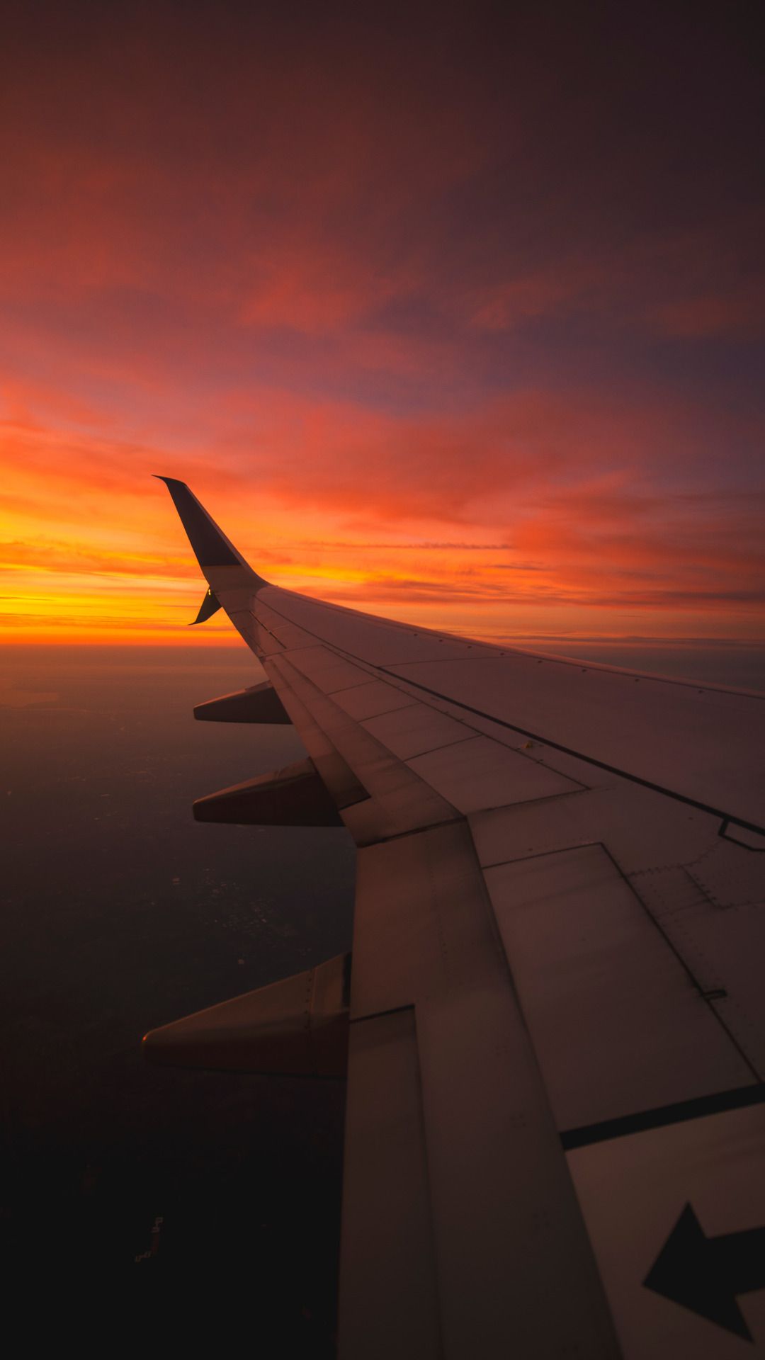 Ala aereo tramonto arancione, 1080x1920 Verticale, Samsung Galaxy