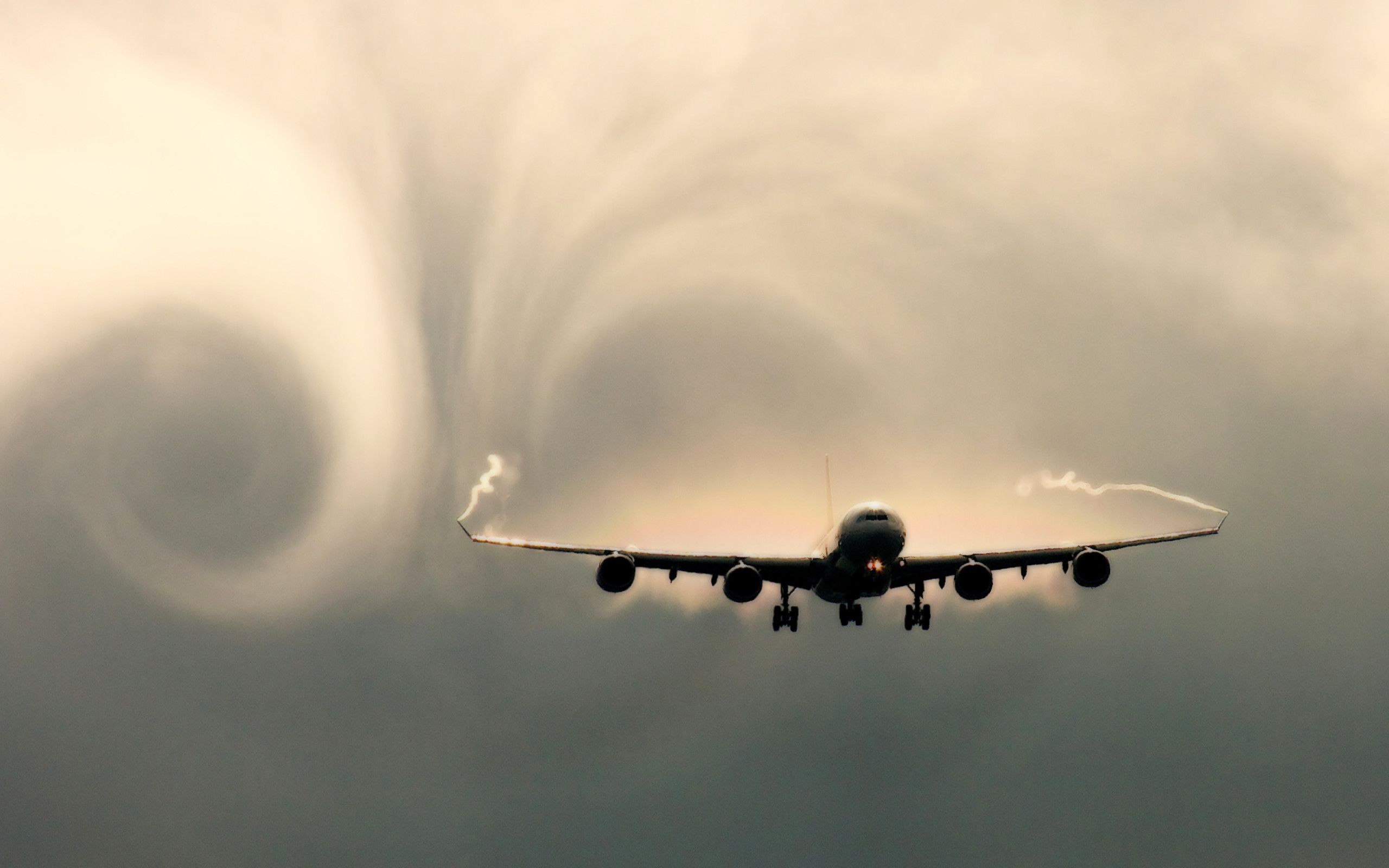 Aereo con scie vortice, 2560x1600 2K, MacBook Pro