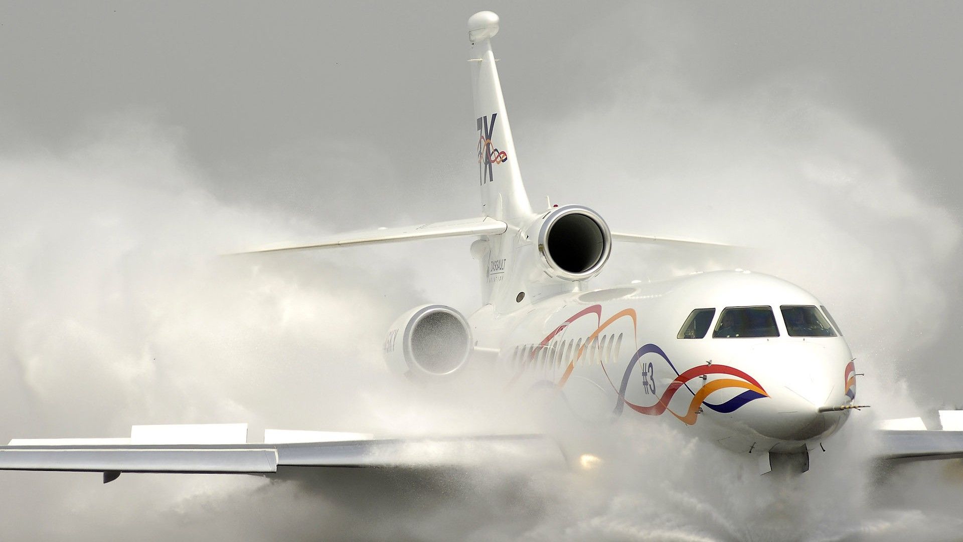 Aereo bianco decollo nebbia, 1920x1080 1080p, Laptop