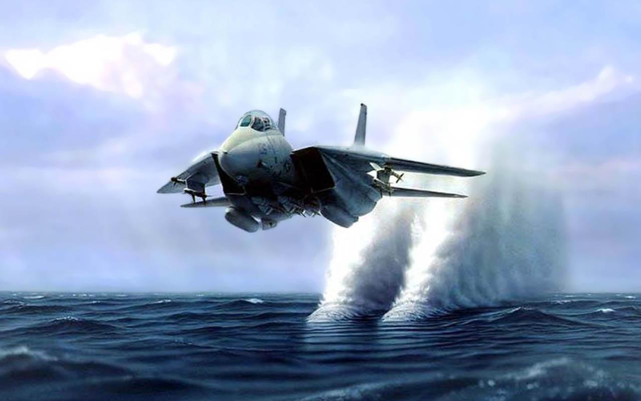 Jet militare sopra l'oceano, 1280x800 720p, MacBook Air