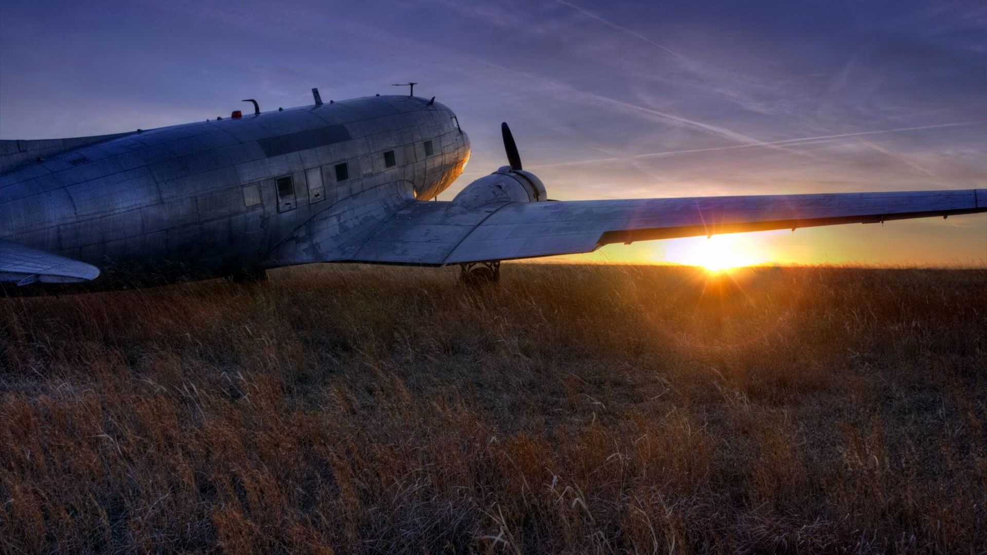 Aereo vintage al tramonto, 1920x1080 Full HD 1080p, Desktop