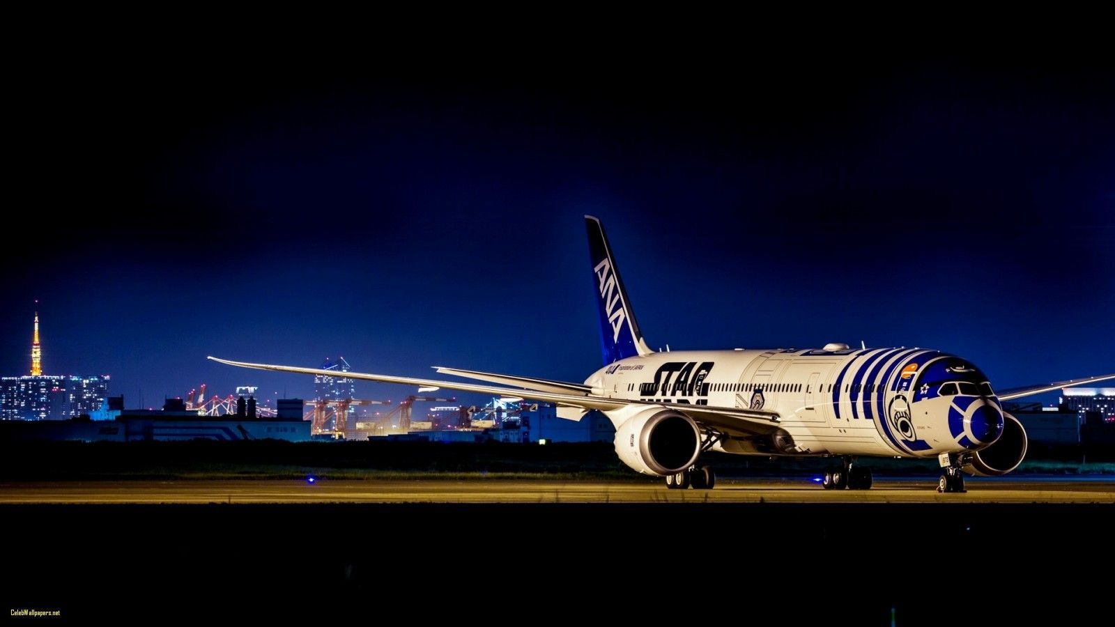 Aereo ANA Star Wars notturno, saga fantascientifica, 1600x900 900p, Desktop