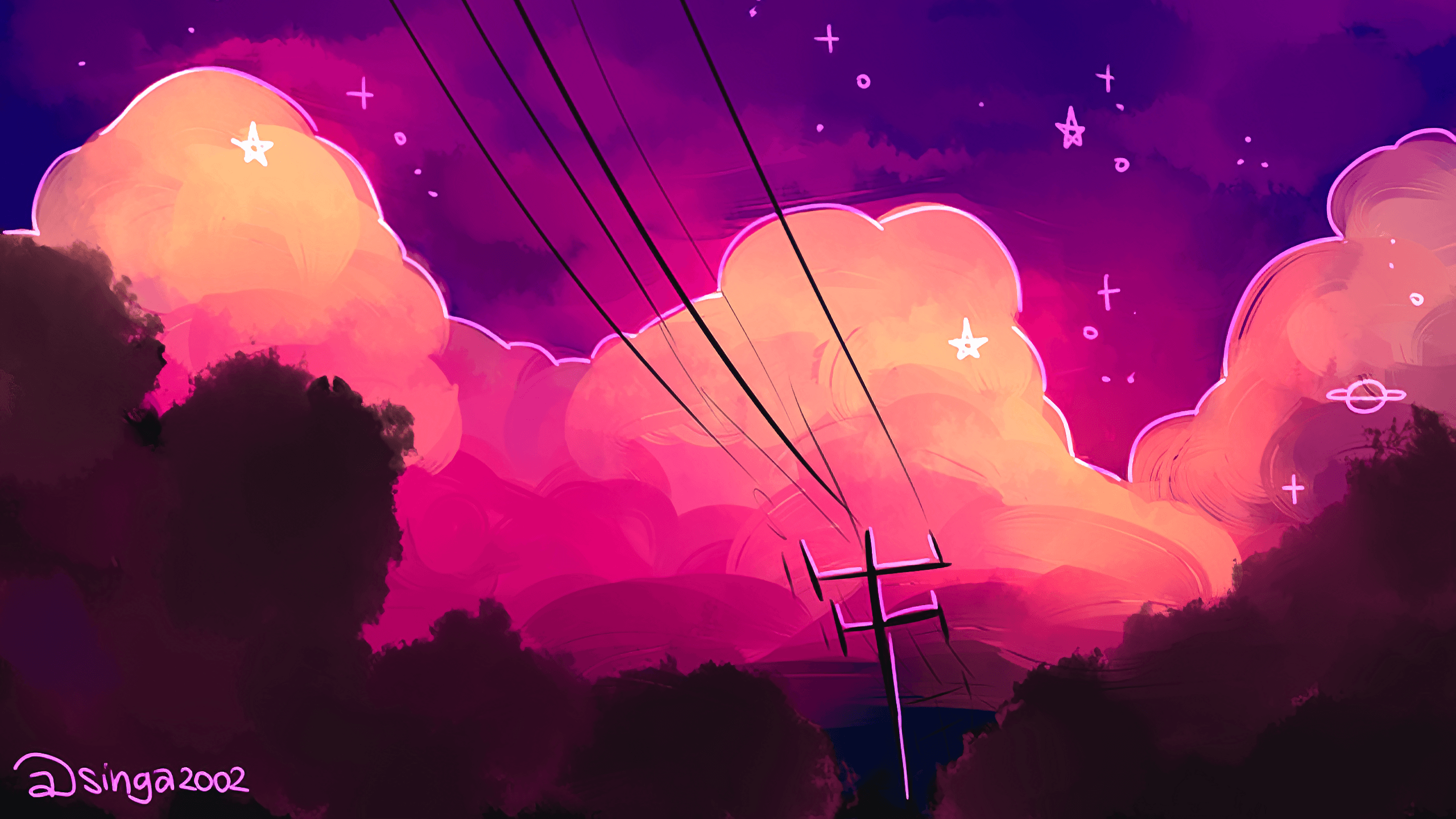Nuvole estetiche viola tramonto, 2560x1440 2K, Desktop