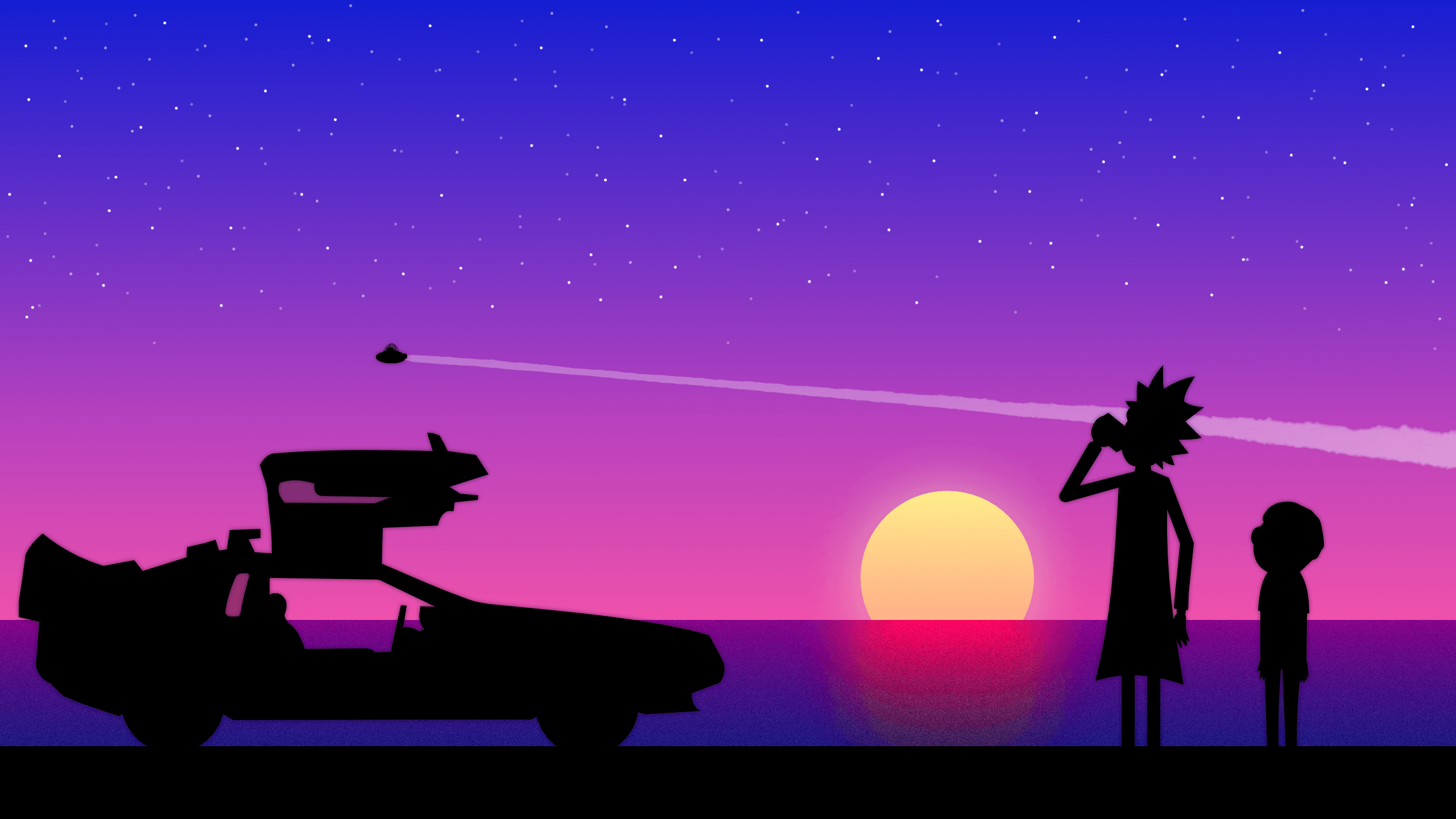 Rick e Morty tramonto viola, 2560x1440 2K, PC Desktop