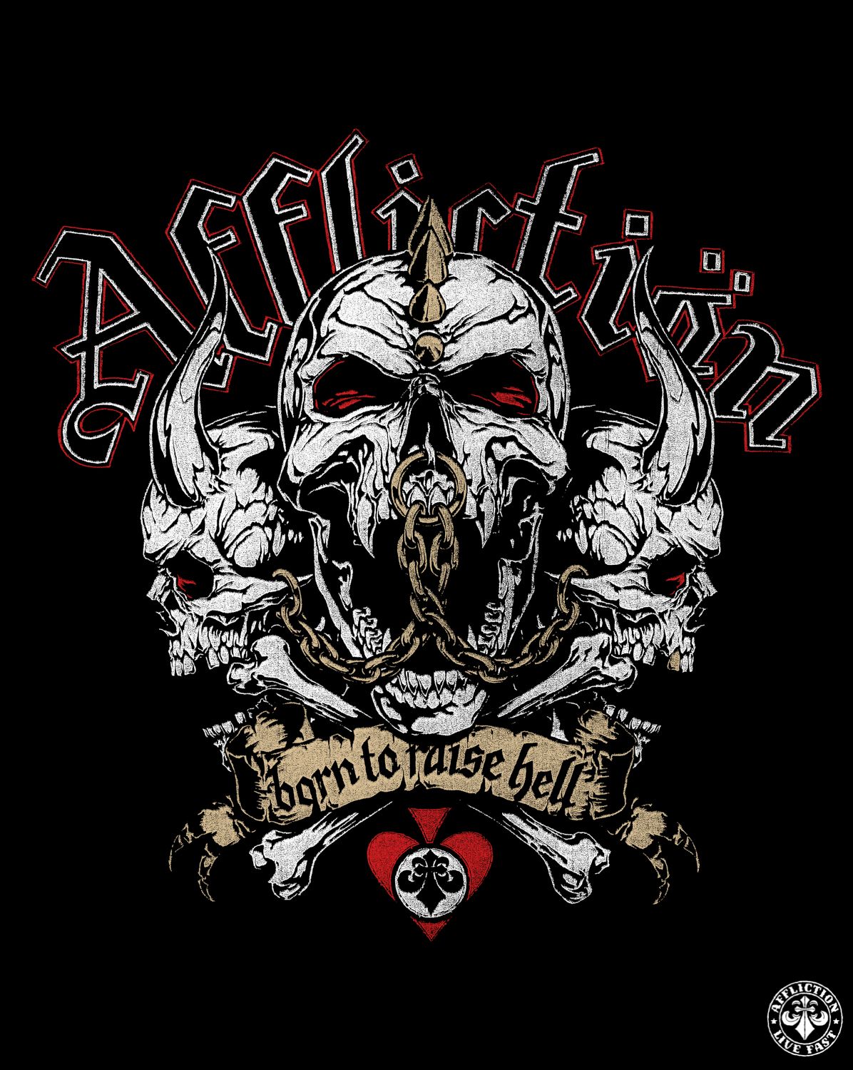 Teschio demoniaco logo Affliction, 1196x1500 Verticale, OnePlus