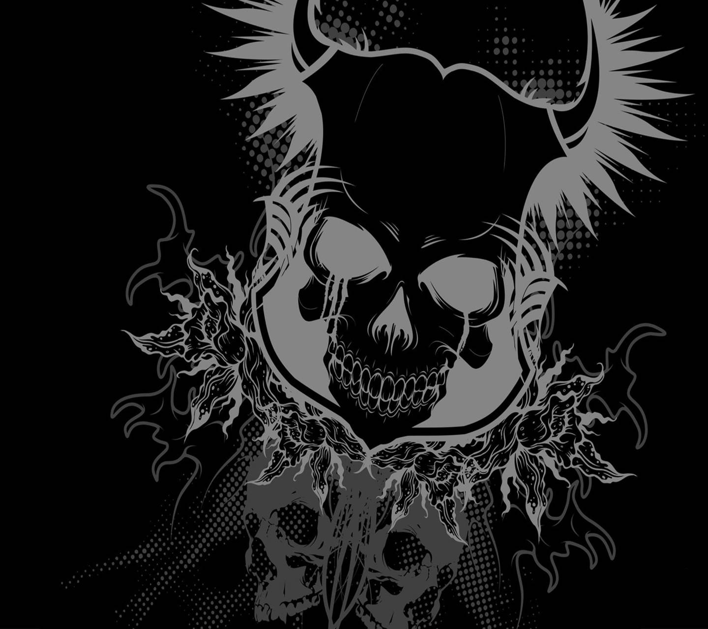 Teschio demoniaco con corna, nero, 1440x1280 HD, Desktop