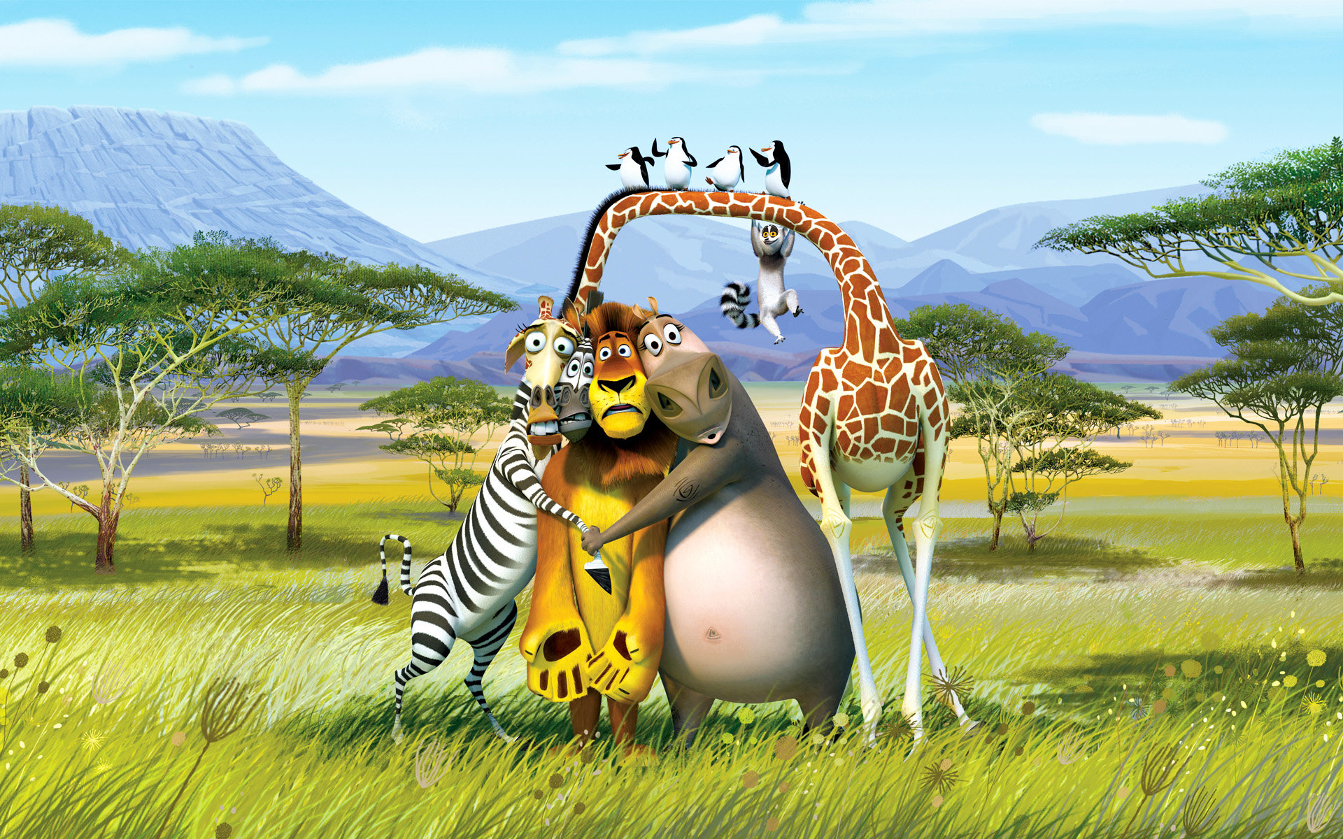 Madagascar personaggi animati savana, 1920x1200 Full HD+ WUXGA, iMac