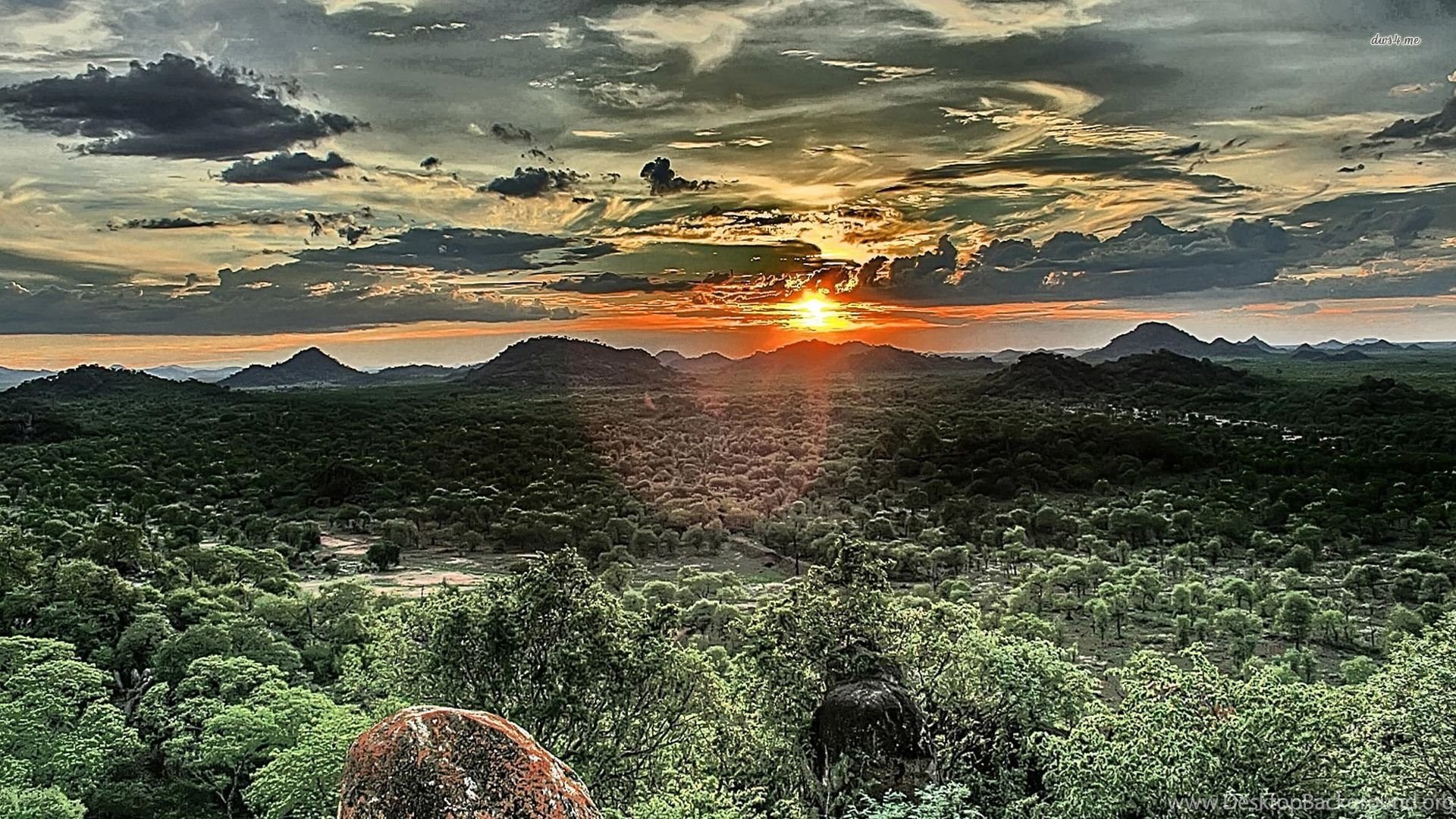 Tramonto su savana africana, 1920x1080 Full HD, PC