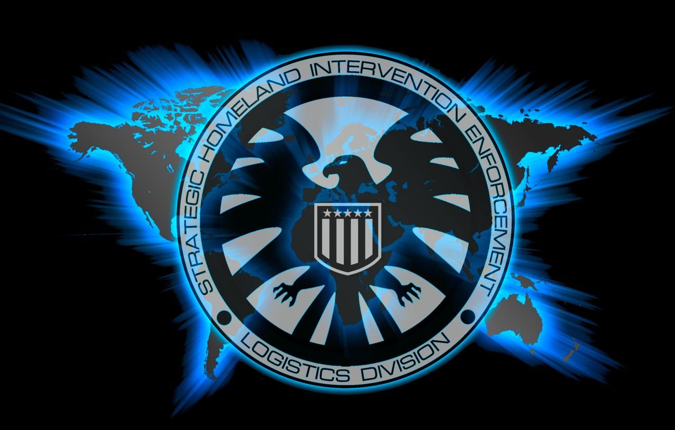 Logo S.H.I.E.L.D. aquila blu, 1332x850 HD, Desktop