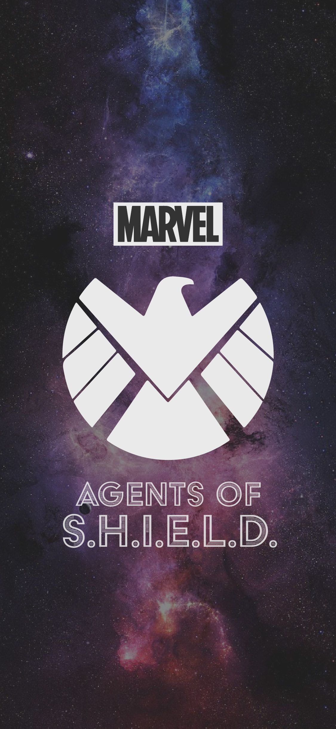 Logo Agents of SHIELD spazio, Marvel, 1125x2436 Full HD Verticale, iPhone