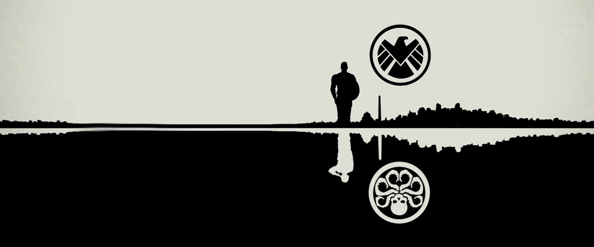Agents of SHIELD logo silhouette, 1920x800 Panoramico, Dual Screen