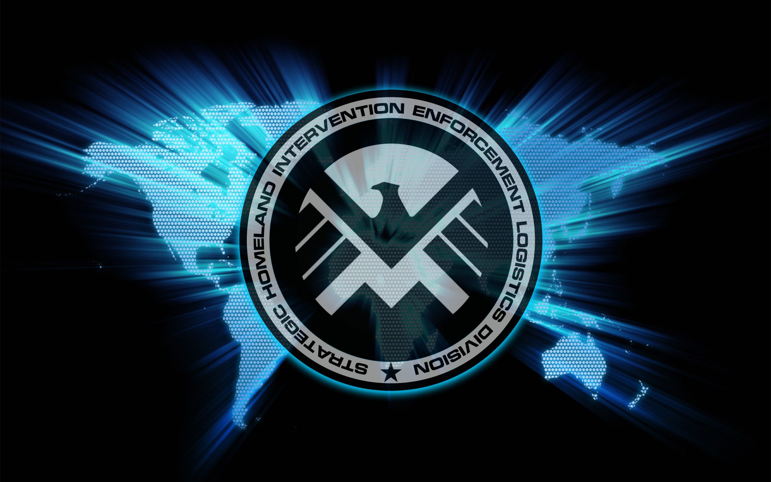 Logo SHIELD Marvel blu, MCU, 2560x1600 2K, PC