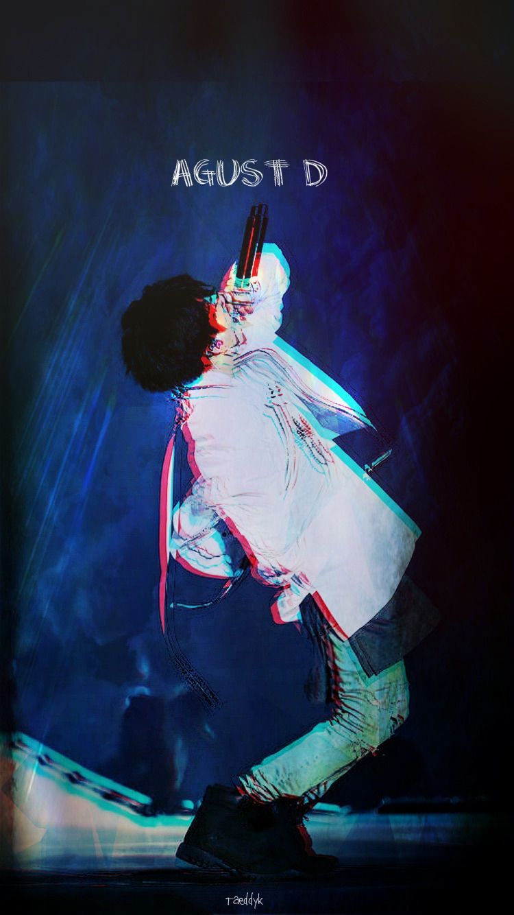 Agust D, effetto glitch scuro, 750x1334 Verticale, Mobile