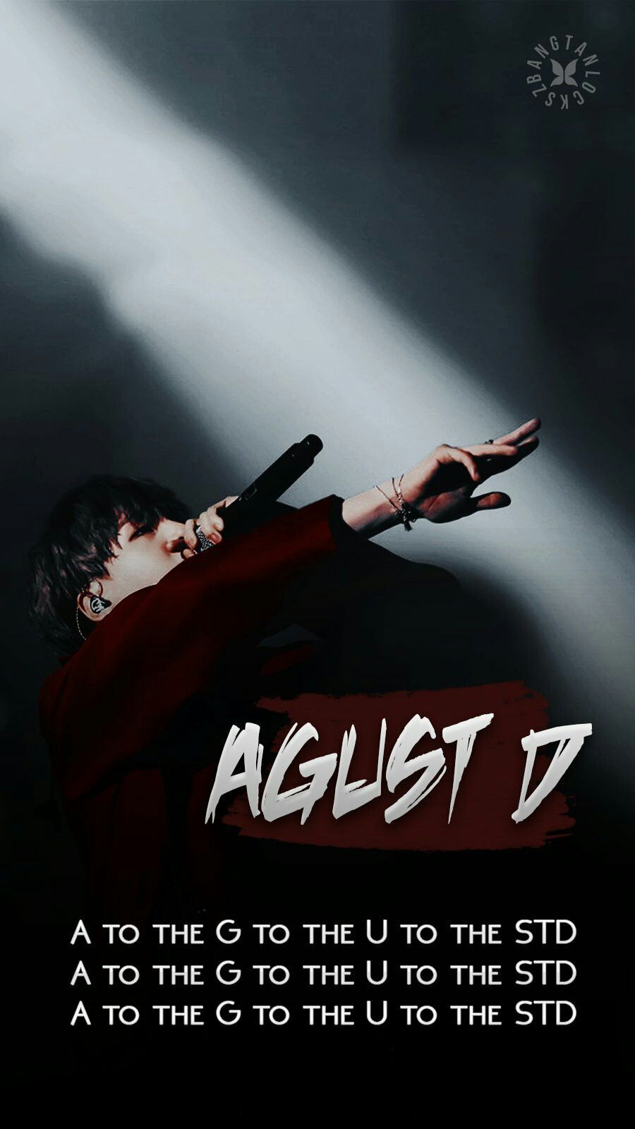 Agust D silhouette scuro rosso, 900x1600 Verticale, Telefono