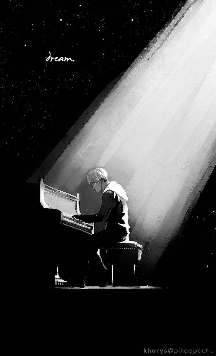 Uomo al pianoforte, bianco e nero, 731x1200 Verticale, Telefono