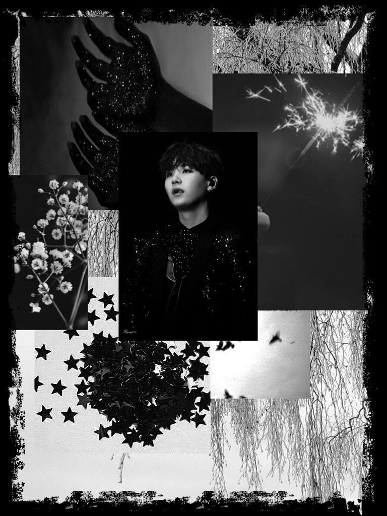 Agust D collage bianco e nero, 768x1024 Verticale, Telefono