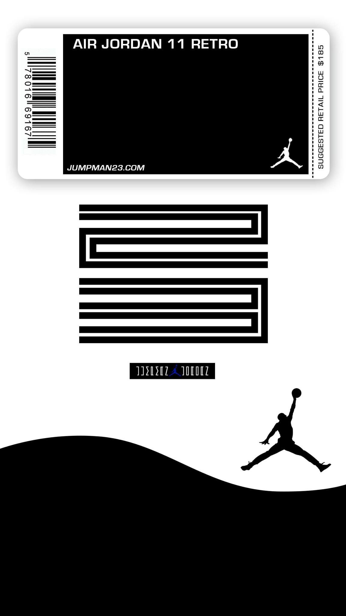 Air Jordan 11 biglietto scarpa, Nike, 1152x2048 Verticale, Telefono