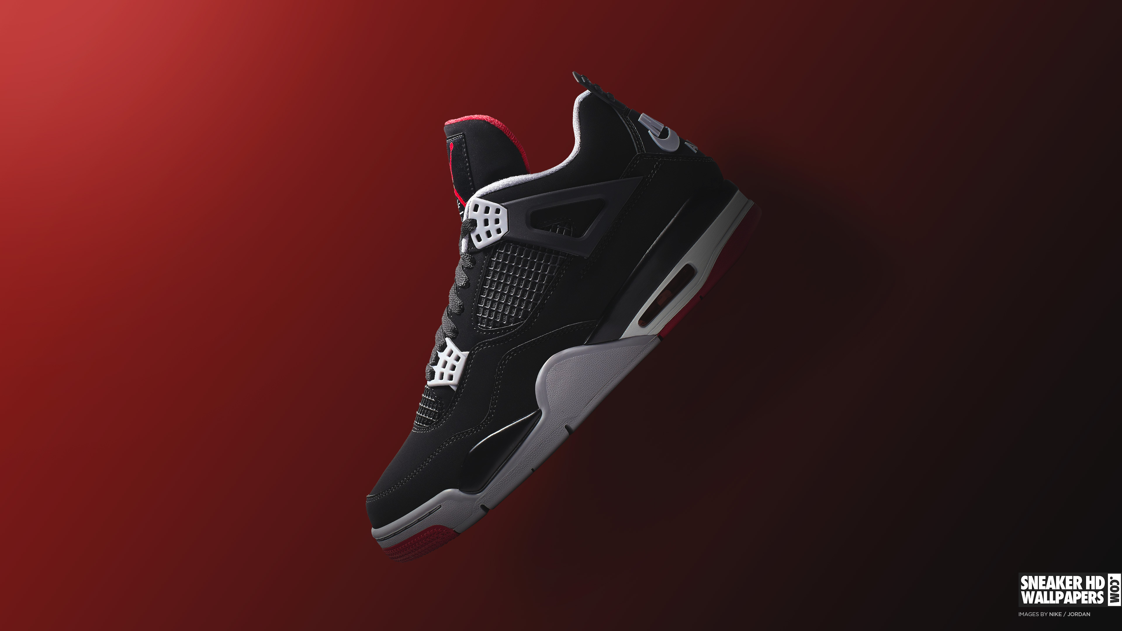 Air Jordan 4 nera rossa, 3840x2160 4K, Monitor 4K
