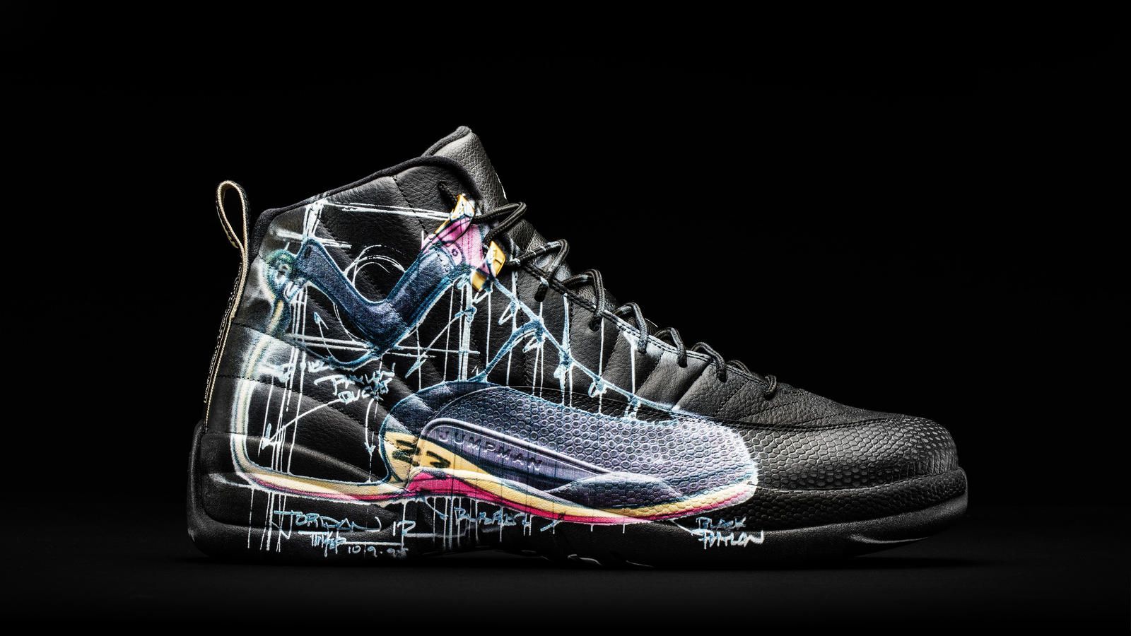 Sneaker Air Jordan 12 nera, 1600x900 HD Ready, Laptop