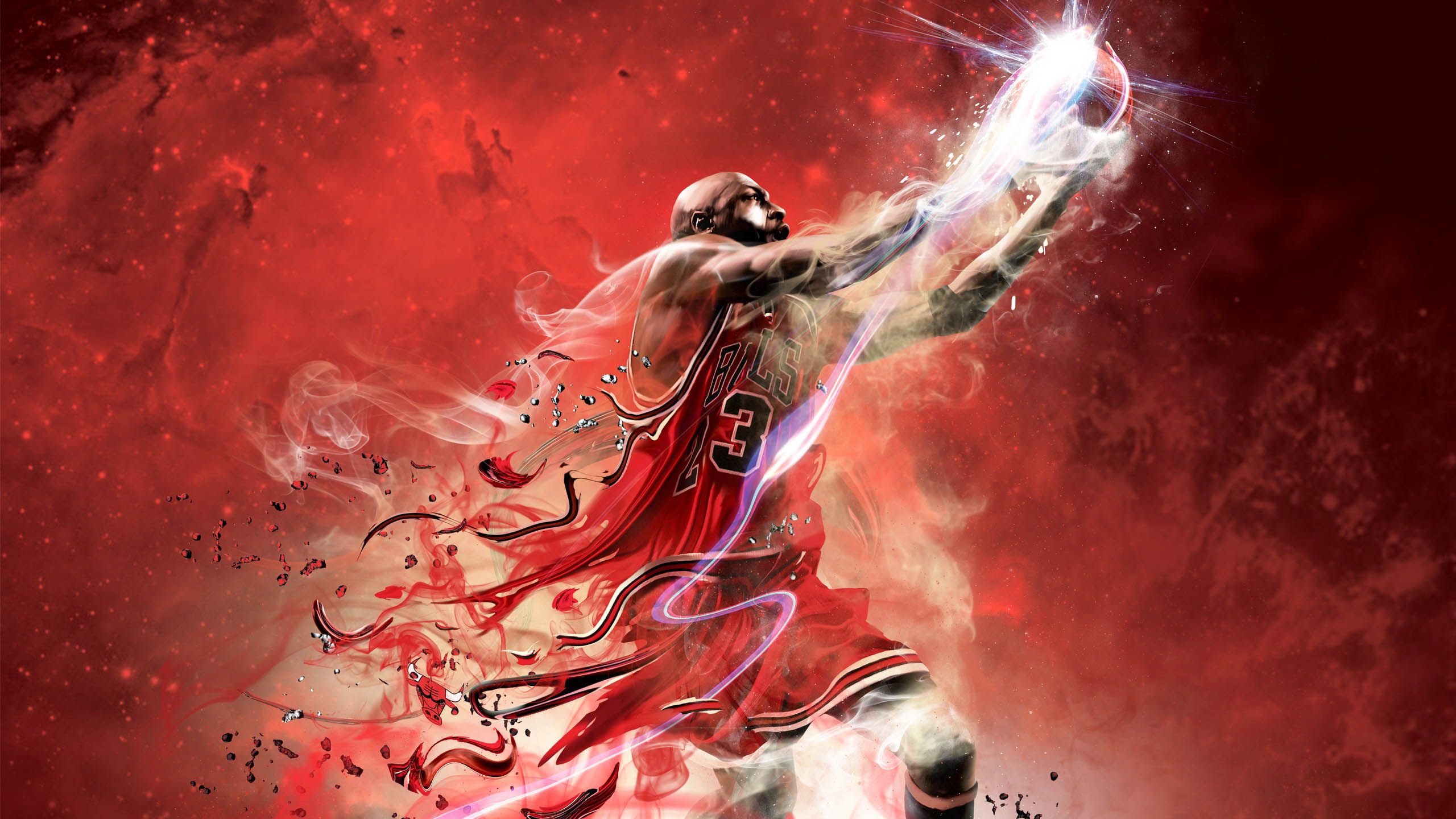 Michael Jordan effetto fumo rosso, 2560x1440 QHD, Monitor Gaming