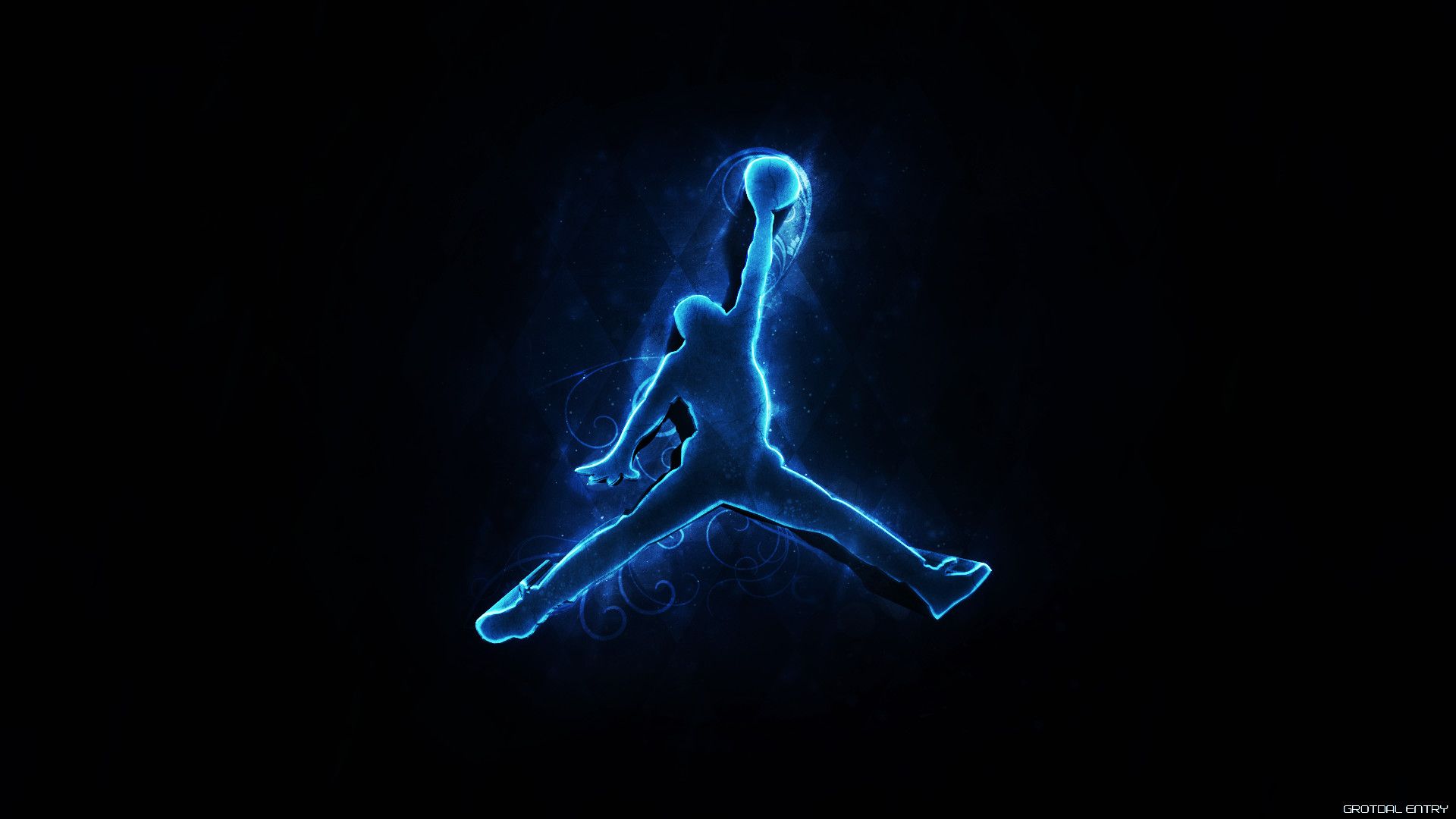 Logo Jordan blu neon, 1920x1080 Full HD 1080p, Desktop