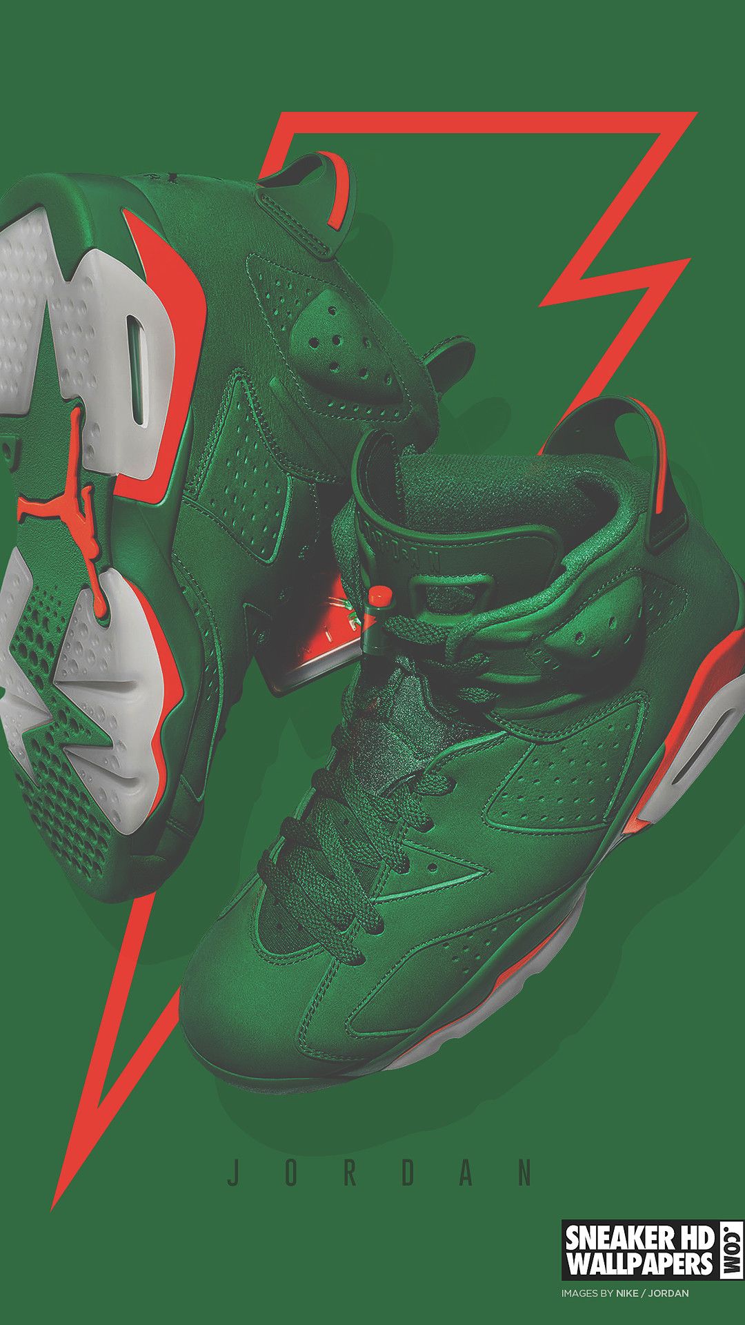 Air Jordan 6 verde con fulmine, sneaker, 1080x1920 Full HD Verticale, iPhone