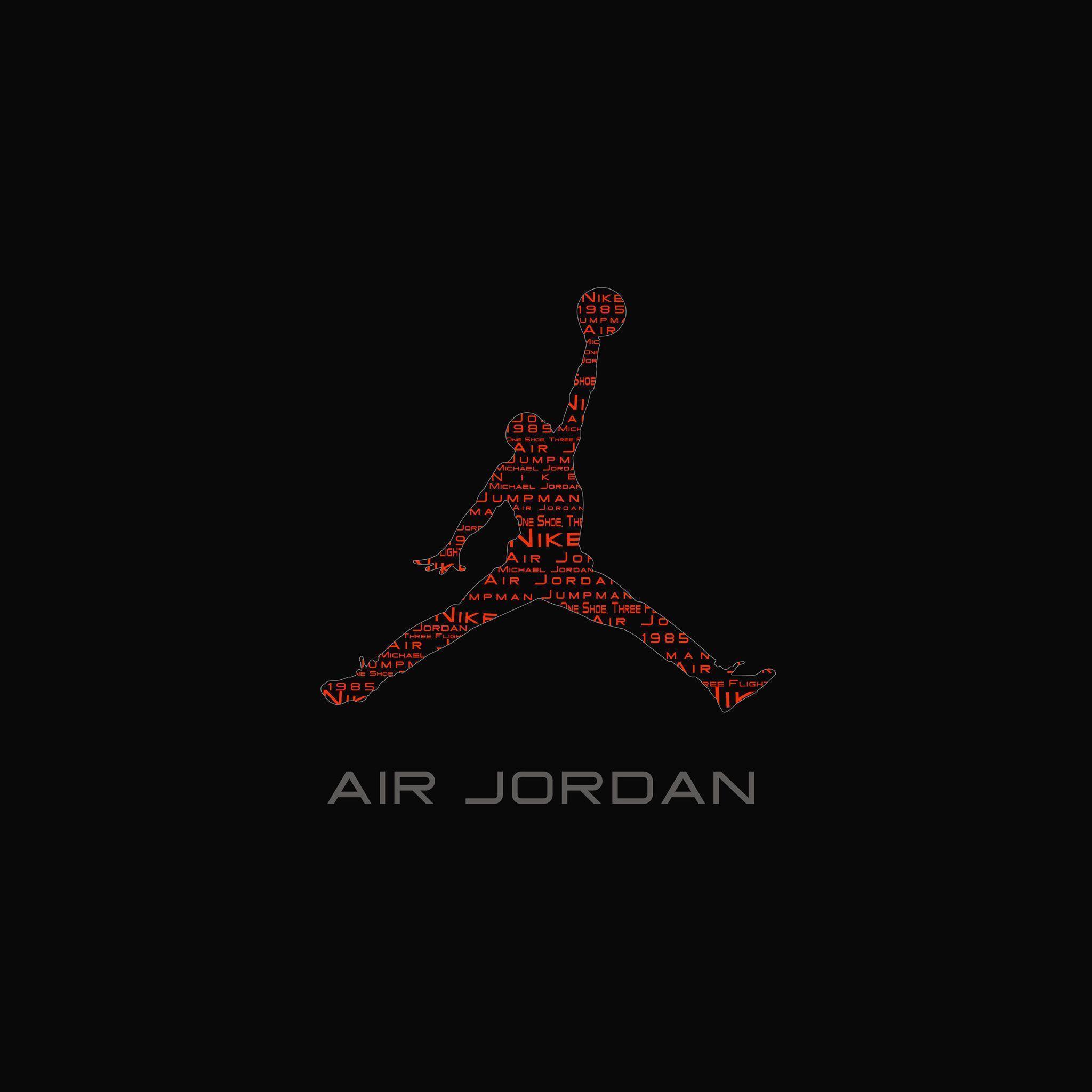 Logo Air Jordan rosso, 2048x2048 alta risoluzione, Laptop
