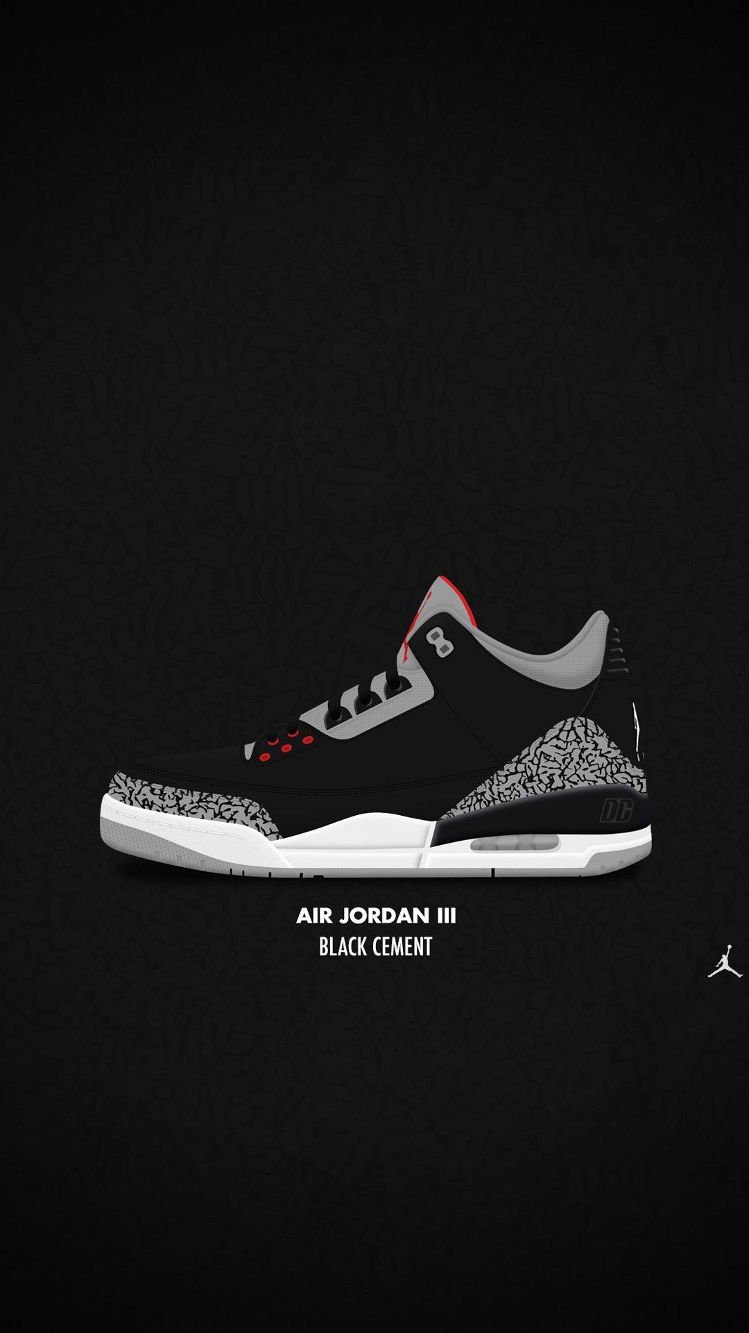 Air Jordan 3 nera cemento, 1080x1920 Verticale, Samsung Galaxy