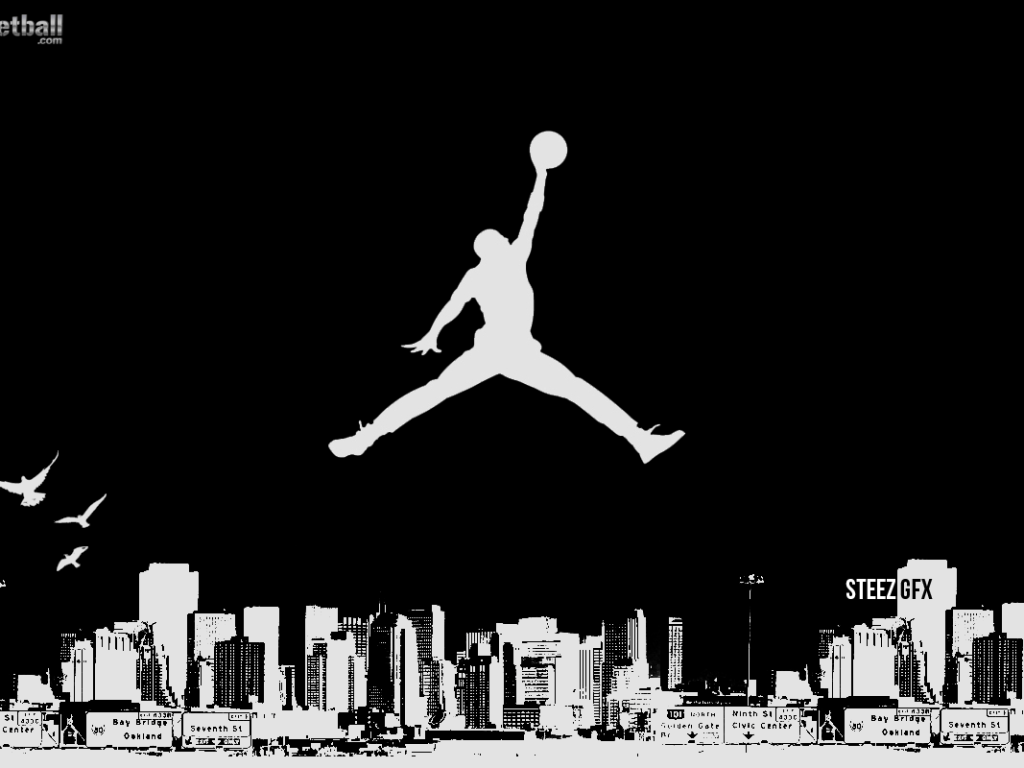 Logo Jumpman skyline notturno, 1024x768 HD, iMac