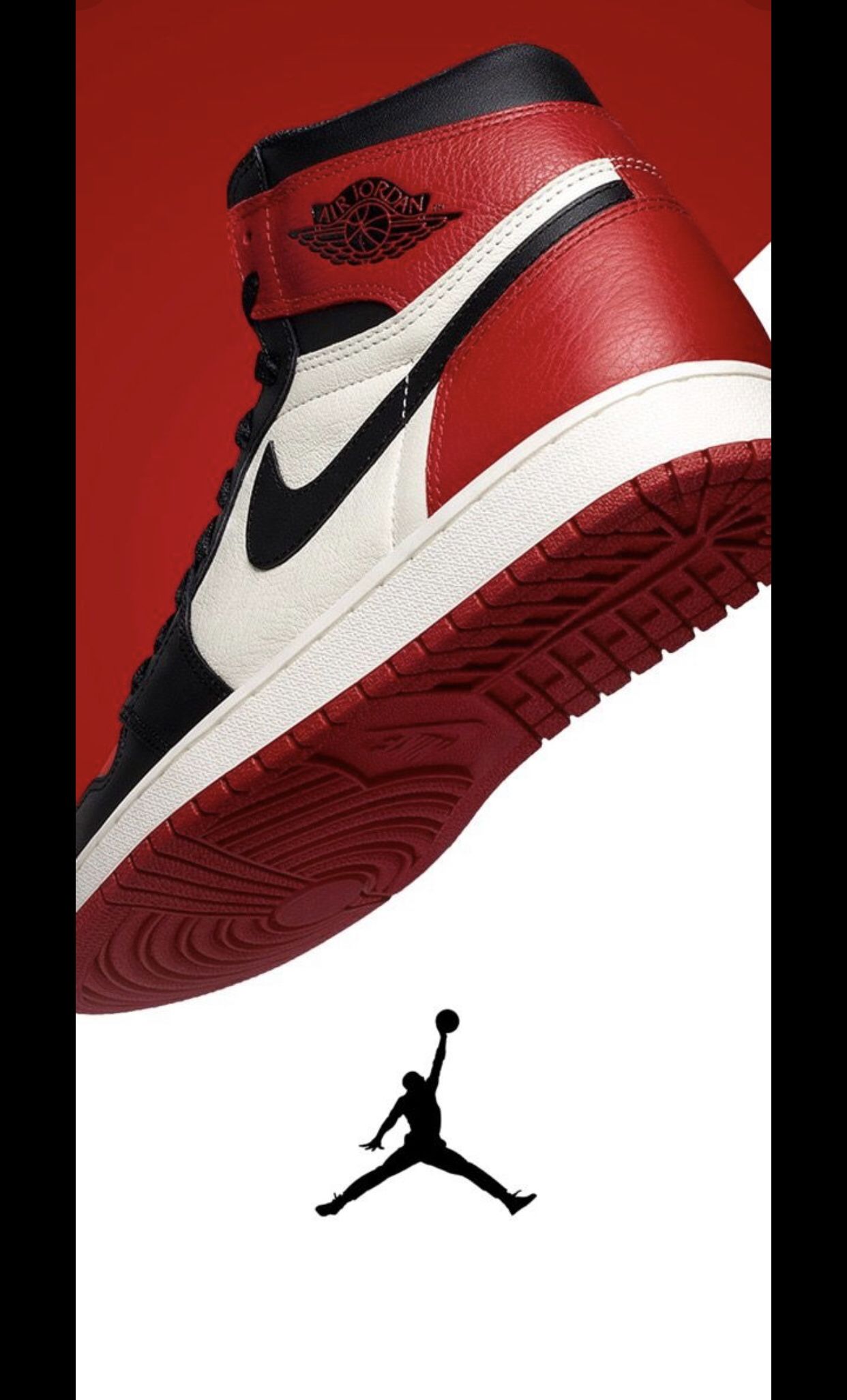Sneaker Air Jordan 1 rossa nera, 1242x2053 Verticale, Mobile