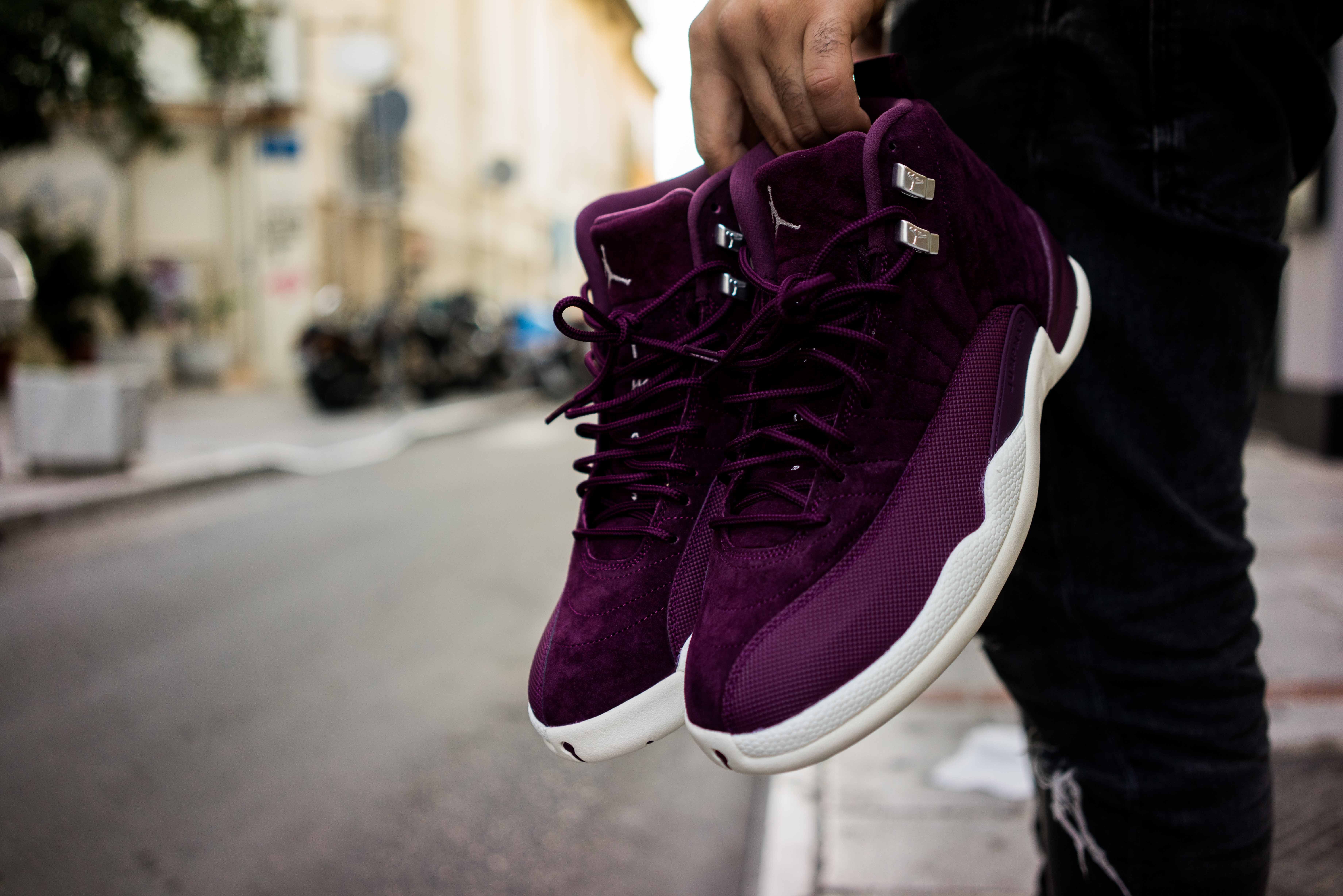 Air Jordan 12 viola scamosciate, Nike, 7360x4912 4K Ultra HD, Monitor 4K