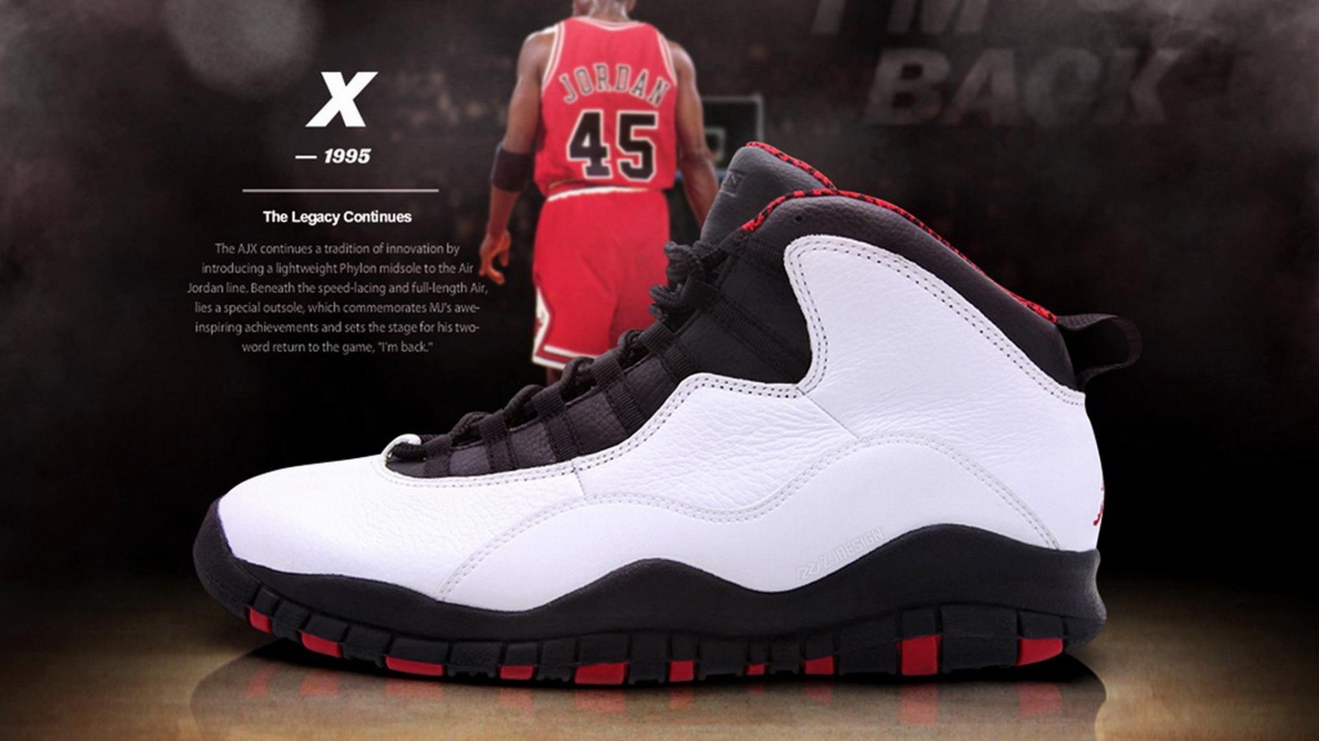 Air Jordan X sneaker bianca nera, 1920x1080 Full HD, PC