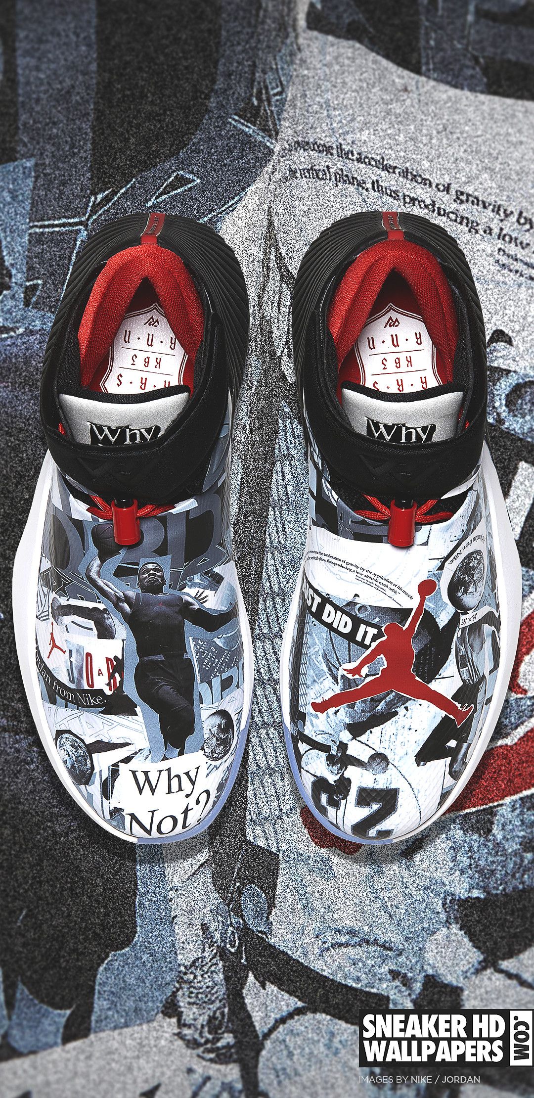 Sneaker Air Jordan bianche rosse, 1080x2220 Verticale, Telefono