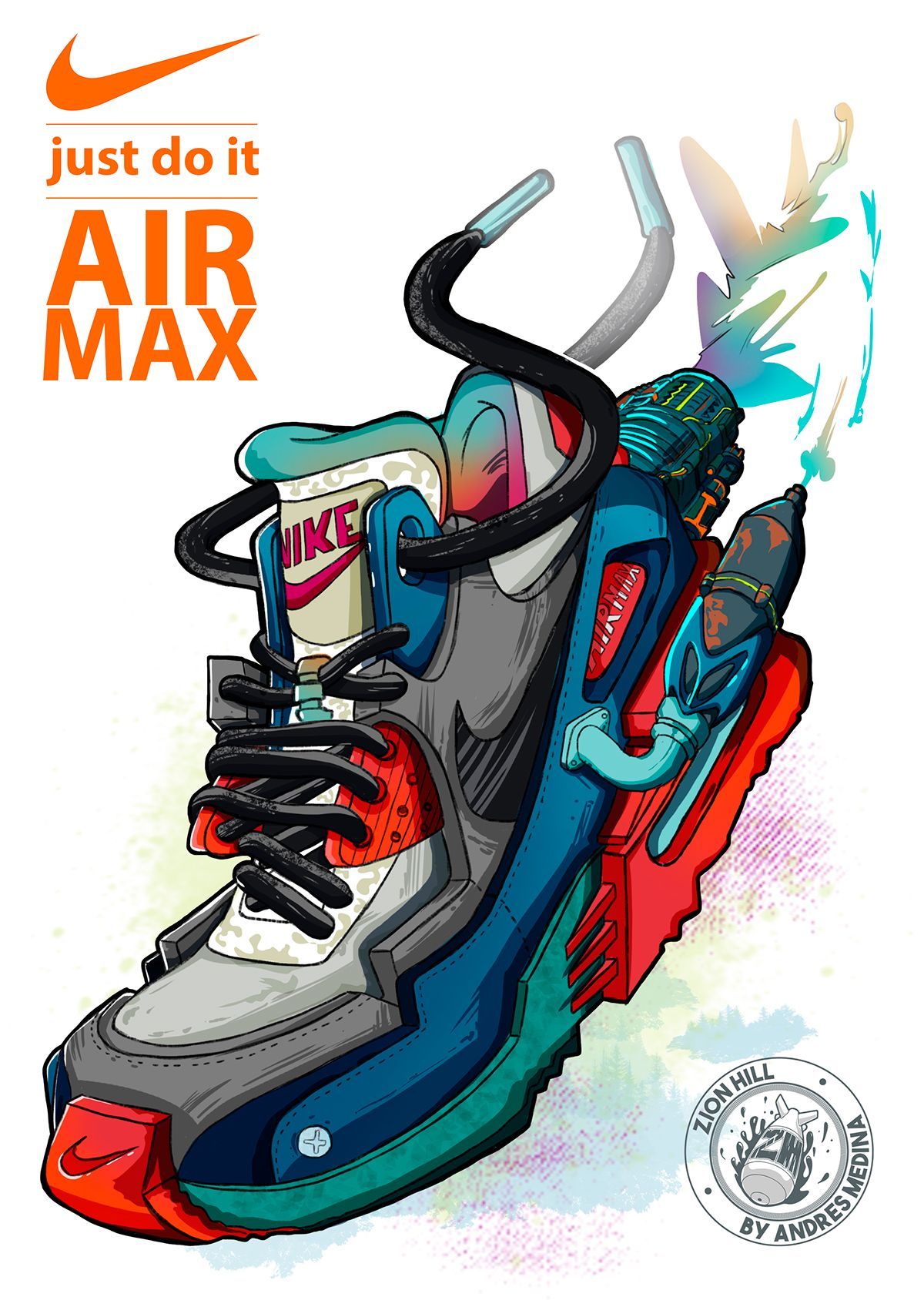 Nike Air Max sneaker art, 1200x1697 Verticale, Mobile