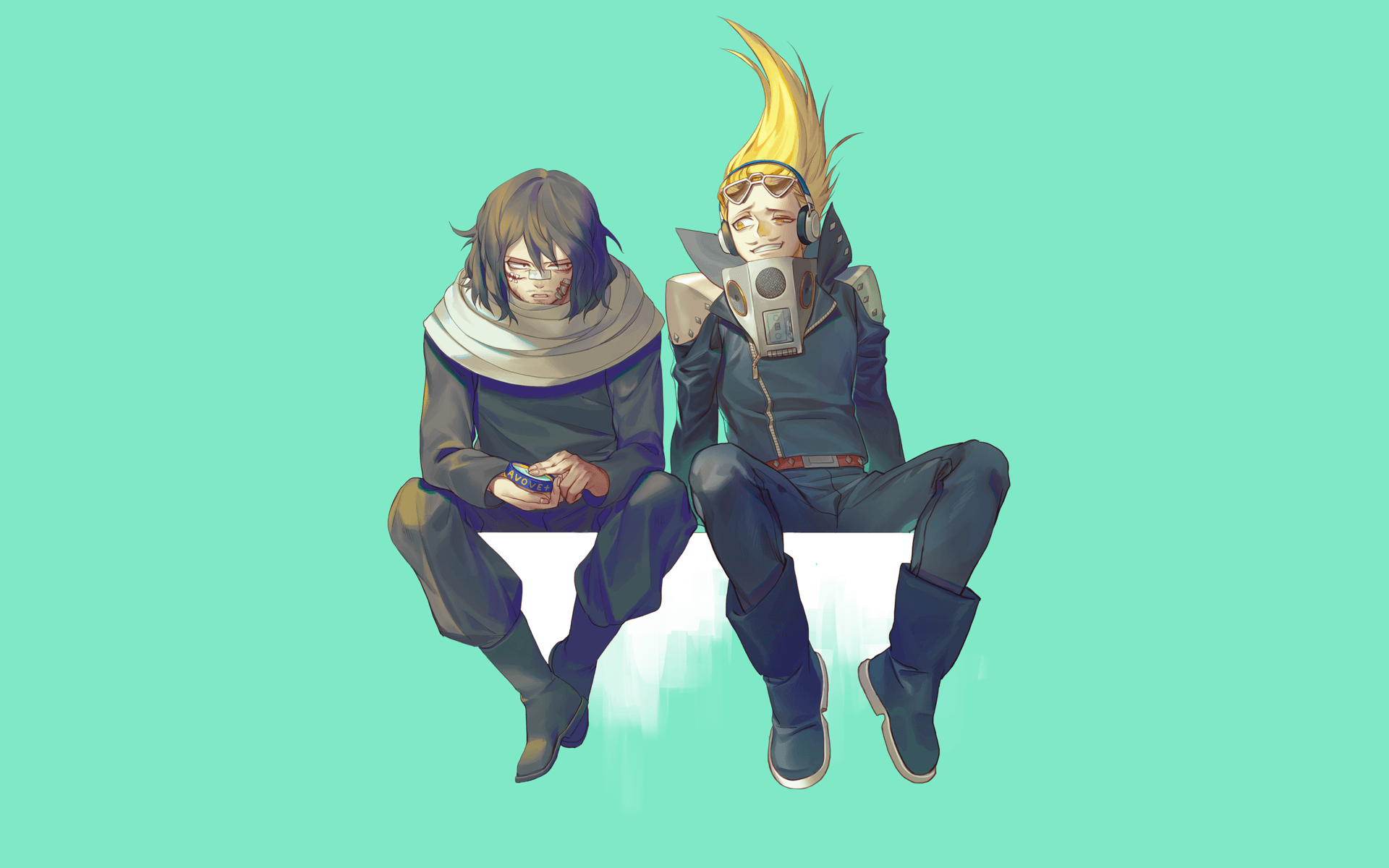 Aizawa e Present Mic seduti, 1920x1200 WUXGA, Laptop