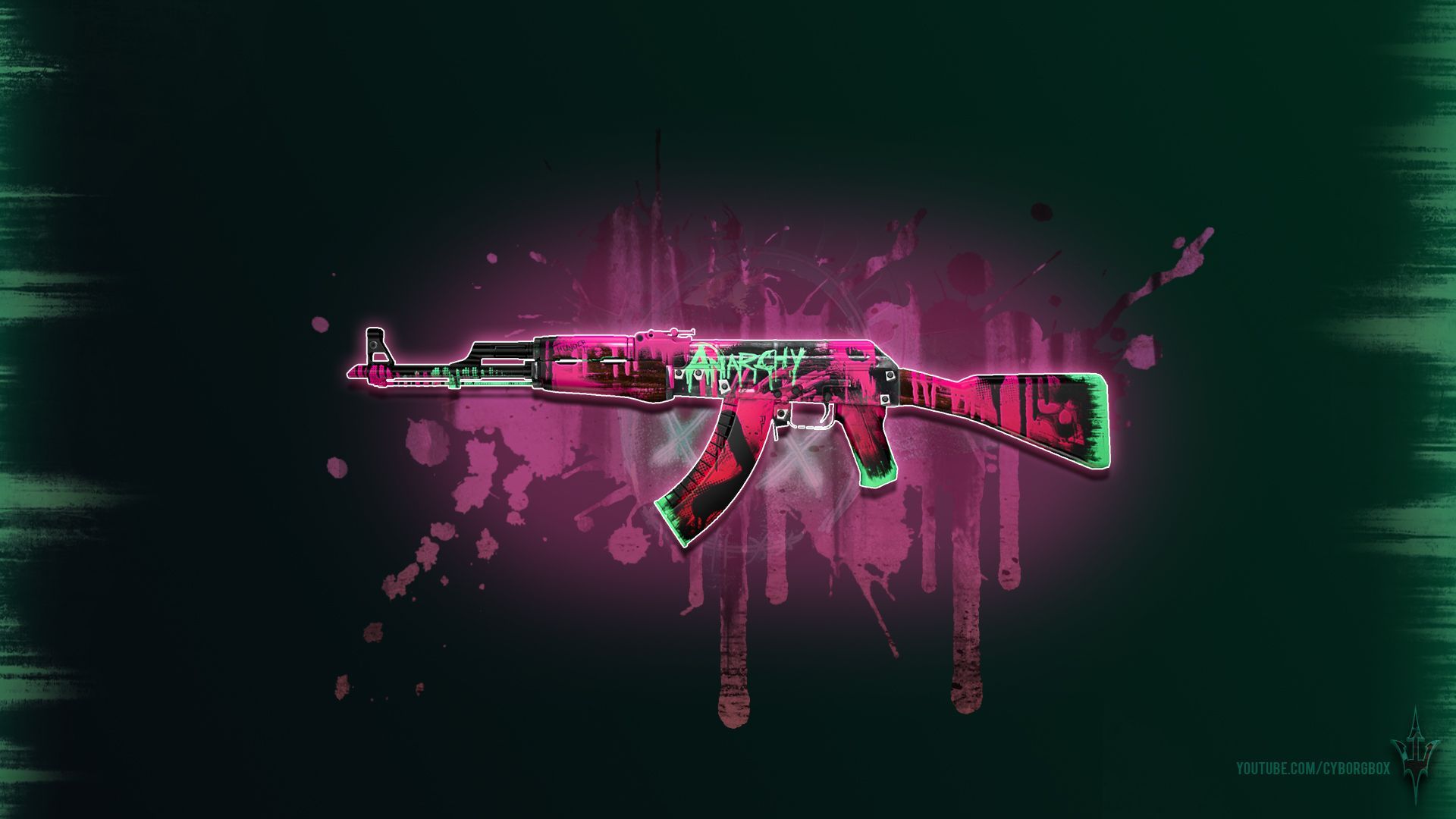 Fucile AK-47 bianco su nero, 1920x1080 1080p, Desktop
