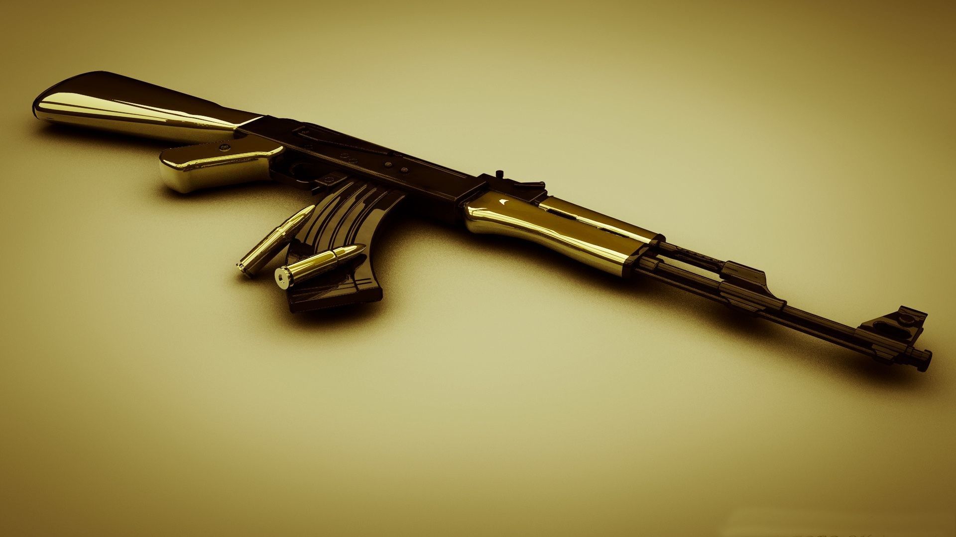Fucile AK47 dorato, 1920x1080 Full HD 1080p, Desktop
