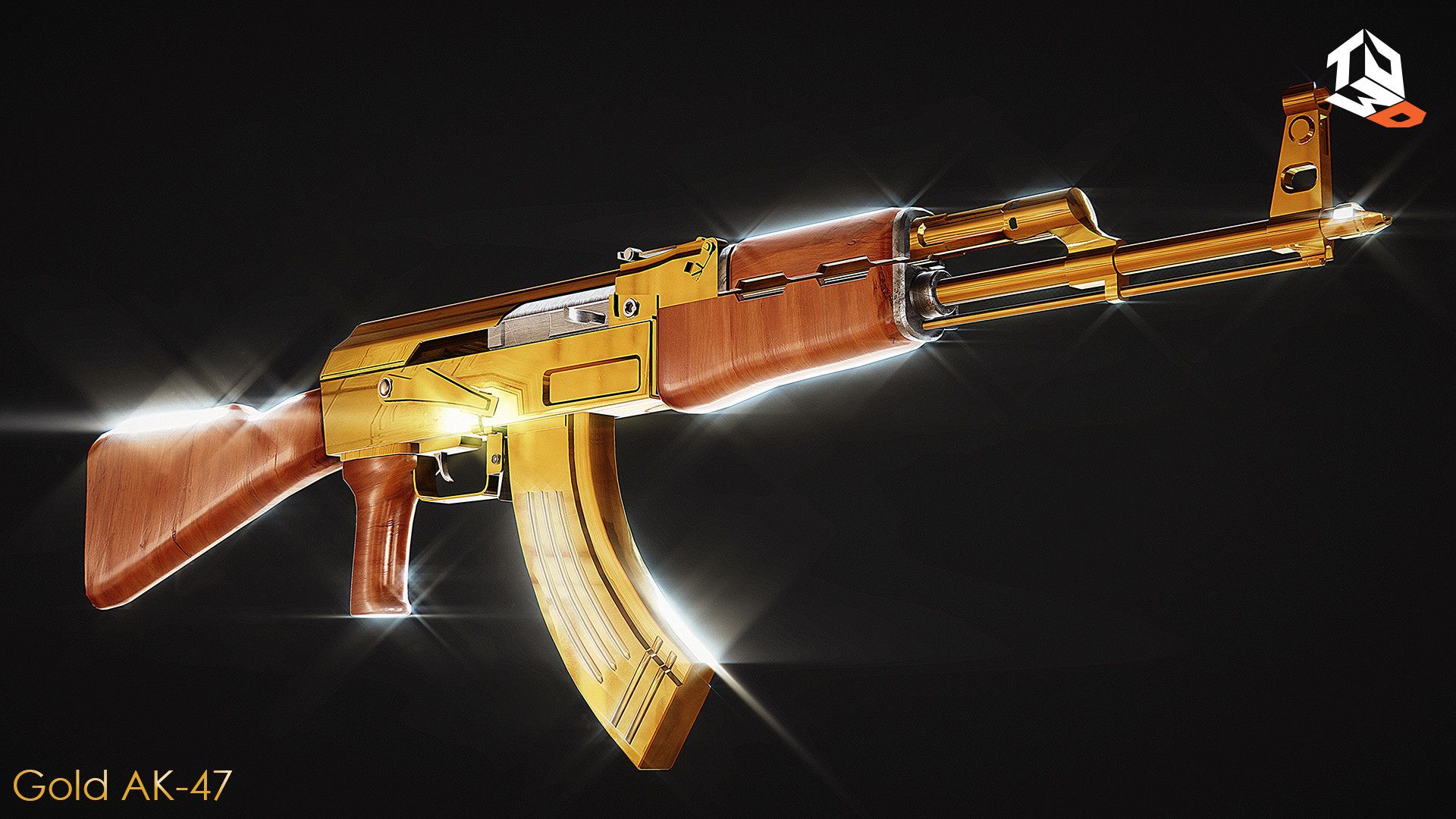 Fucile AK-47 dorato, 1920x1080 1080p, Desktop