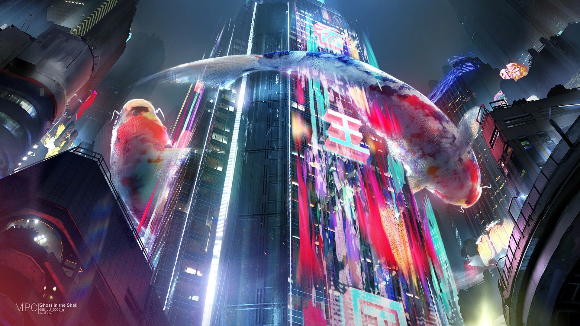 Akihabara notturna con mech, 1920x1080 Full HD 1080p, Desktop