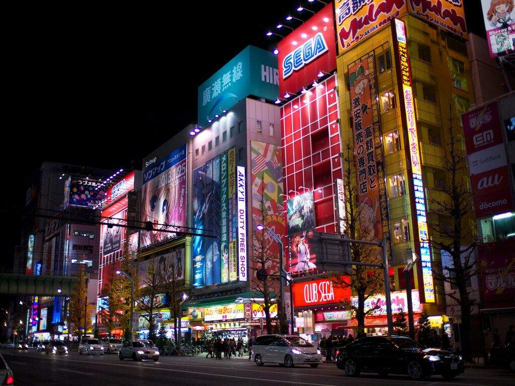 Akihabara di notte, insegne luminose, 1024x768 HD, PC