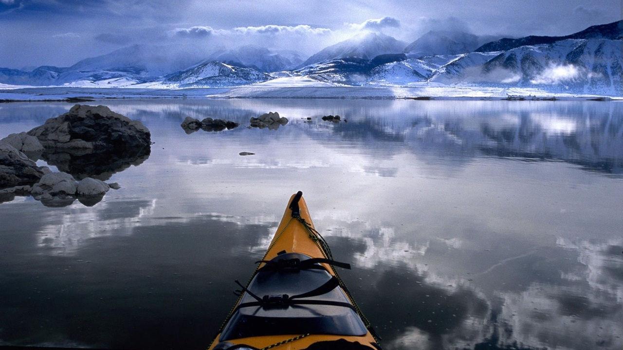 Kayak su lago ghiacciato, 1280x720 HD, Desktop