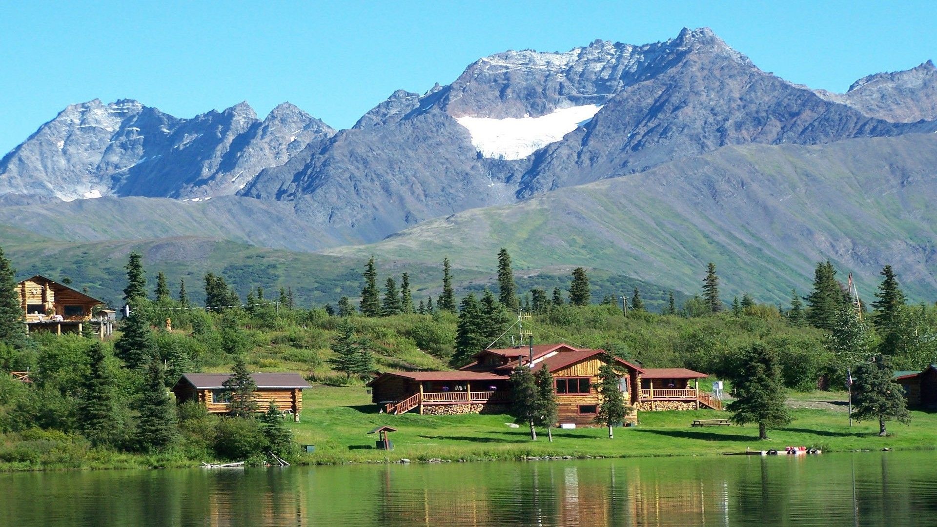 Villaggio montano con lago Alaska, 1920x1080 Full HD 1080p, PC