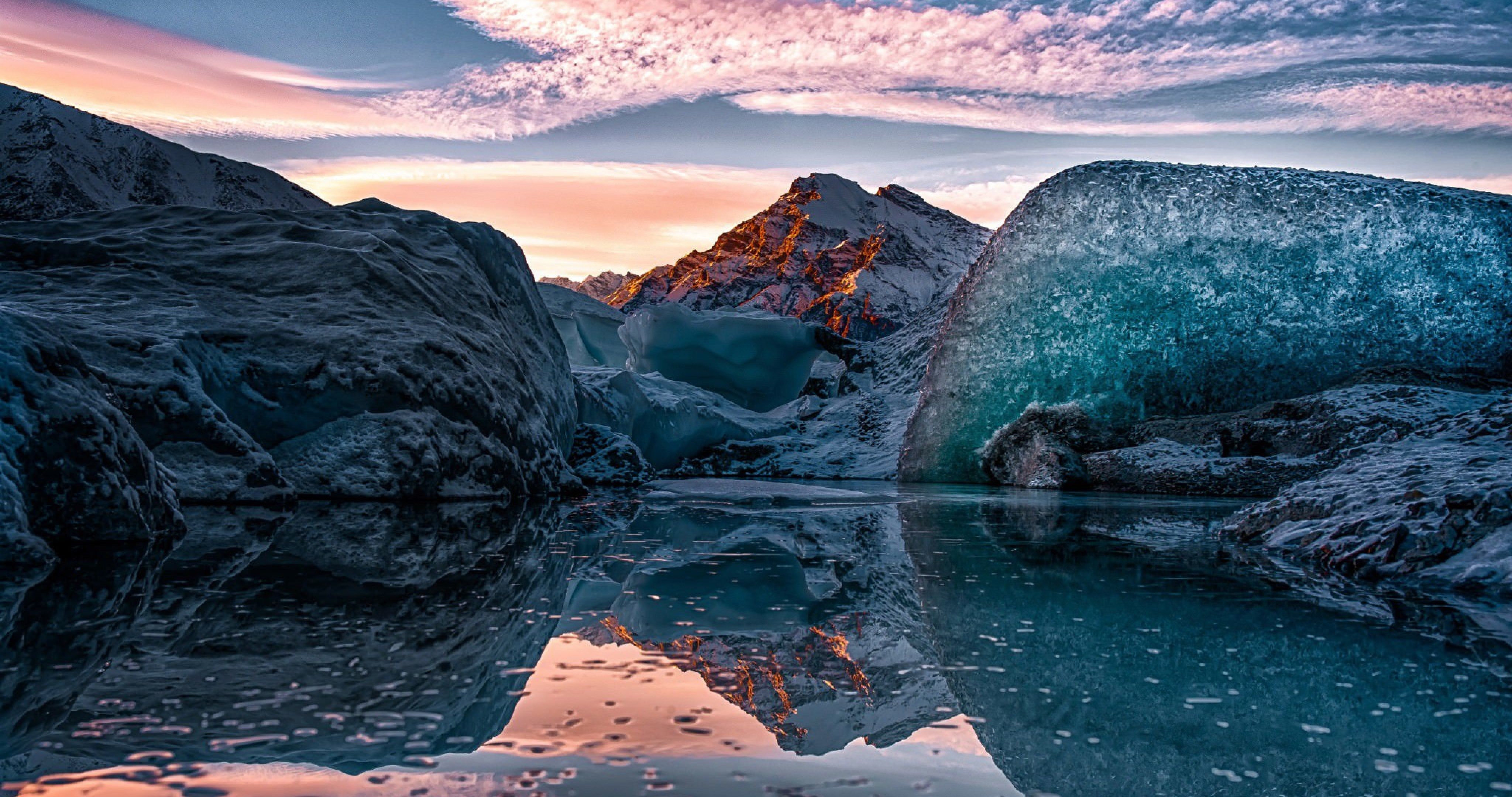 Ghiacciaio Alaska al tramonto, 4096x2160 UHD, PC 4K