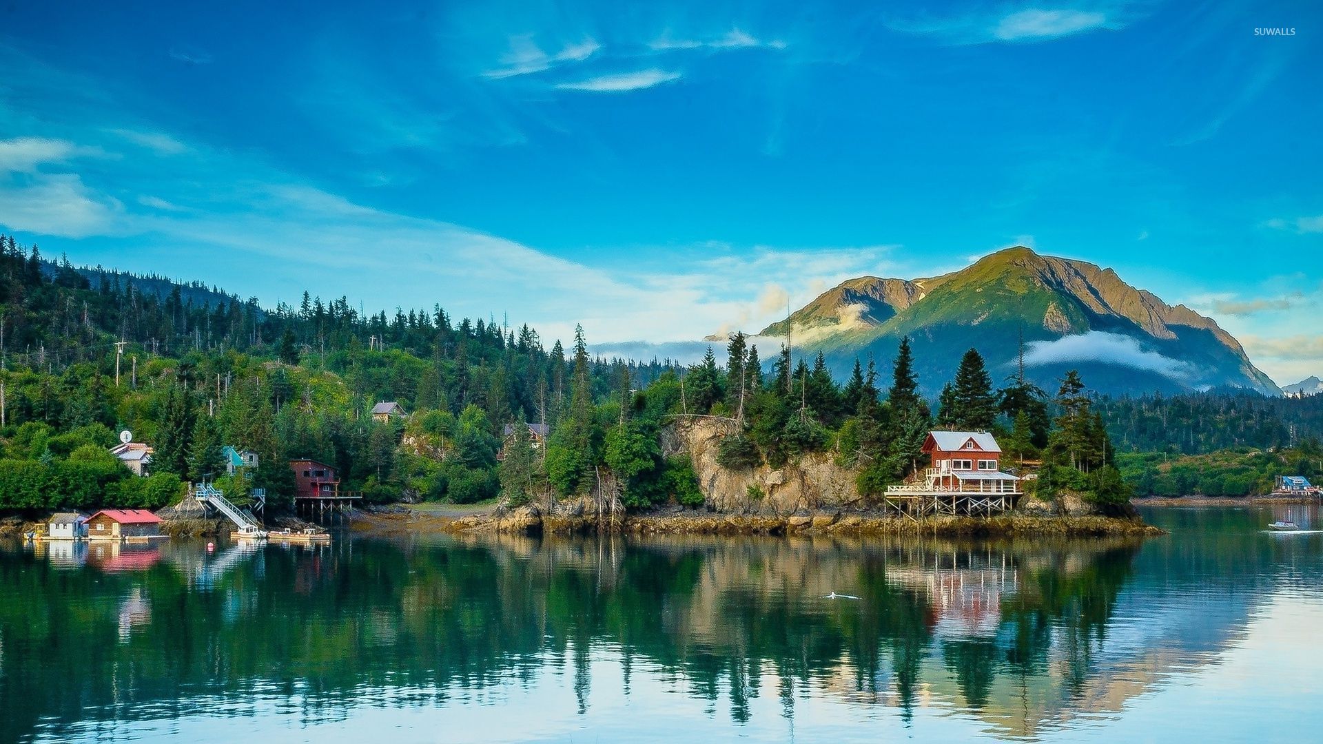 Villaggio montano sul lago, 1920x1080 Full HD 1080p, Laptop