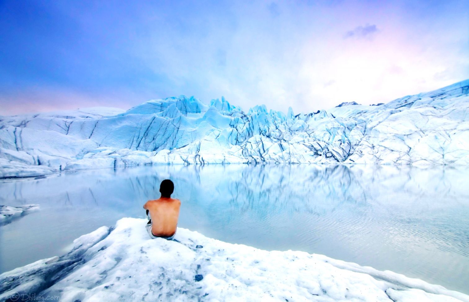 Uomo seduto ghiacciaio innevato, 1512x975 HD, ROG Asus Laptop