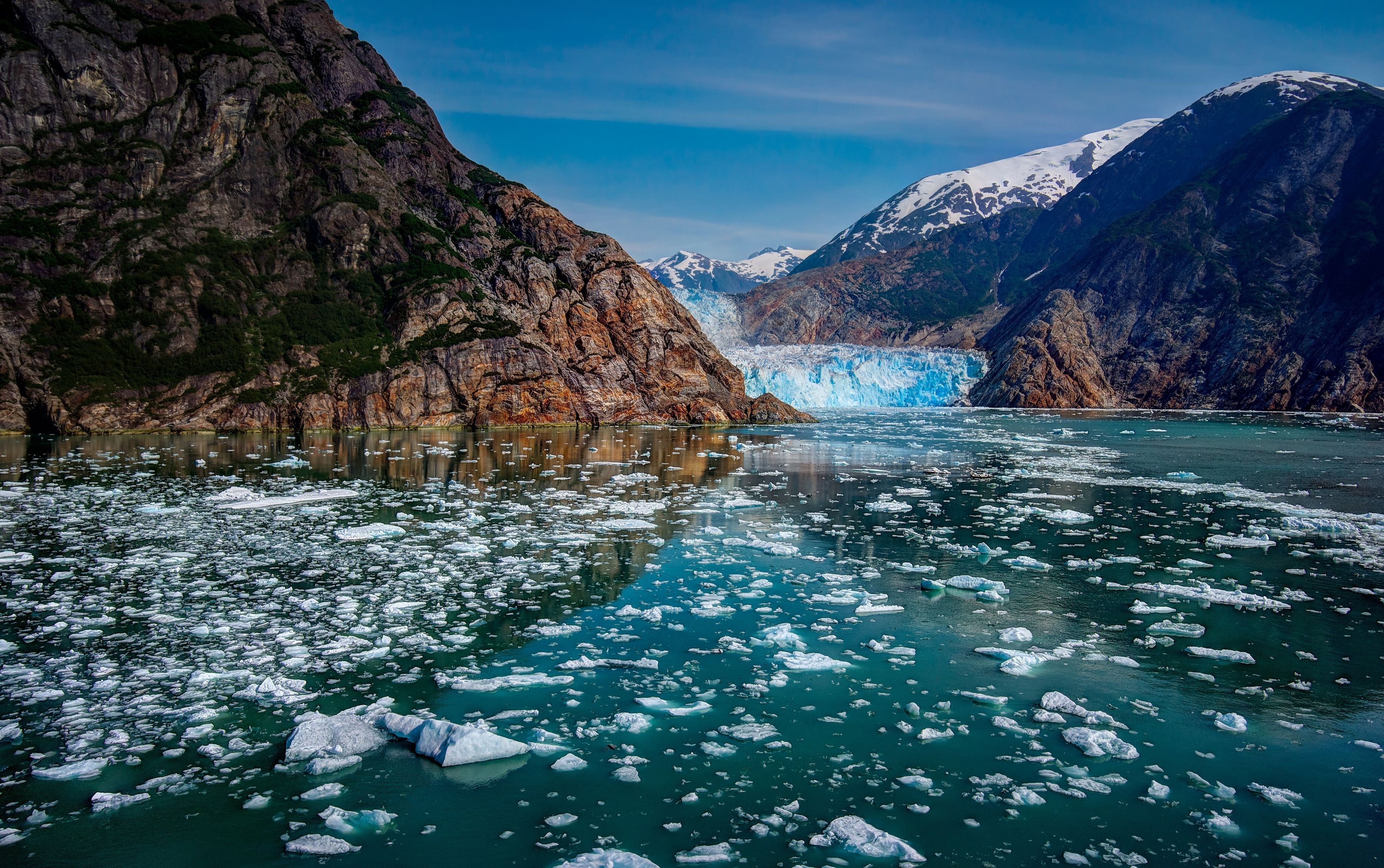 Ghiacciaio fiordo Alaska montagne, 3600x2259 2K, Monitor Gaming