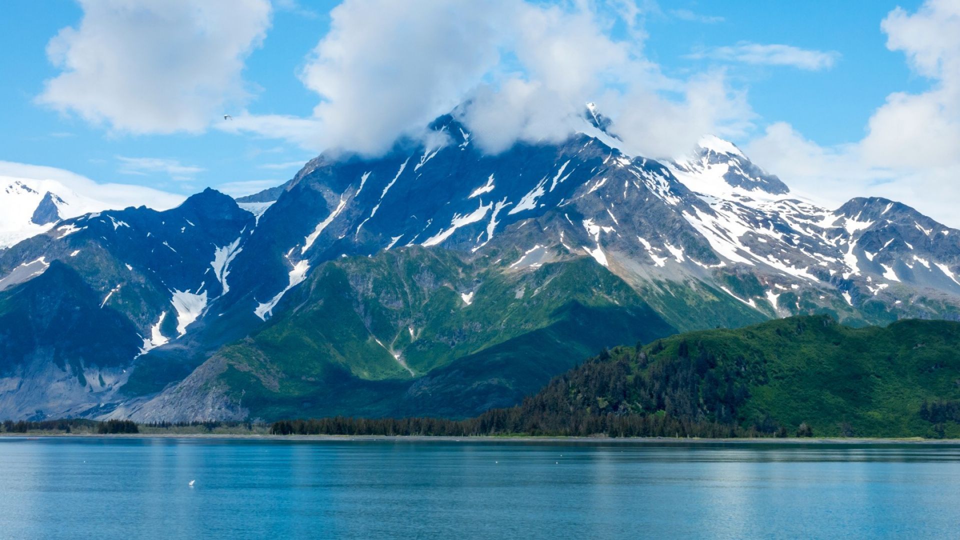 Montagne innevate Alaska con mare, 1920x1080 Full HD, Laptop