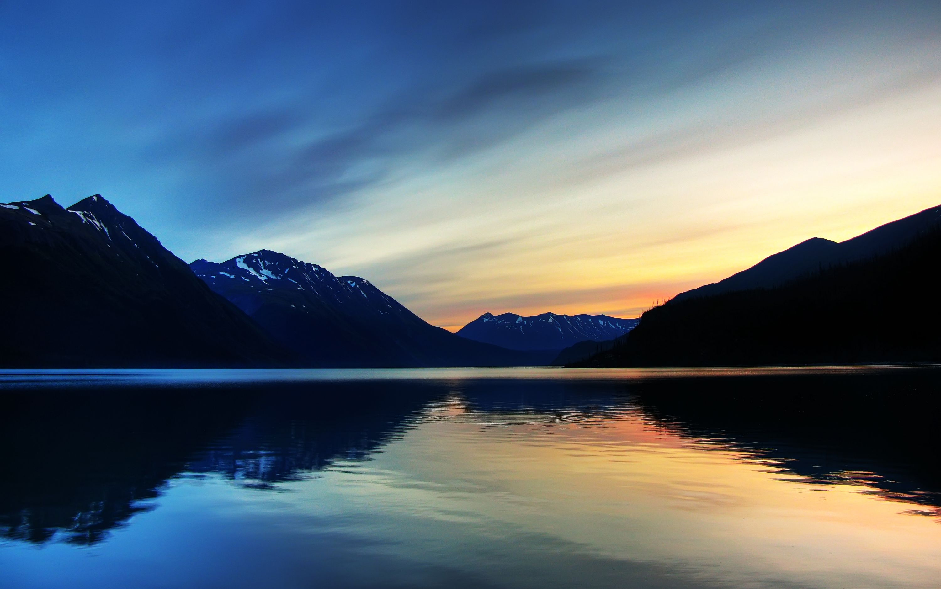 Tramonto su baia montuosa Alaska, 3000x1878 2K+, Desktop