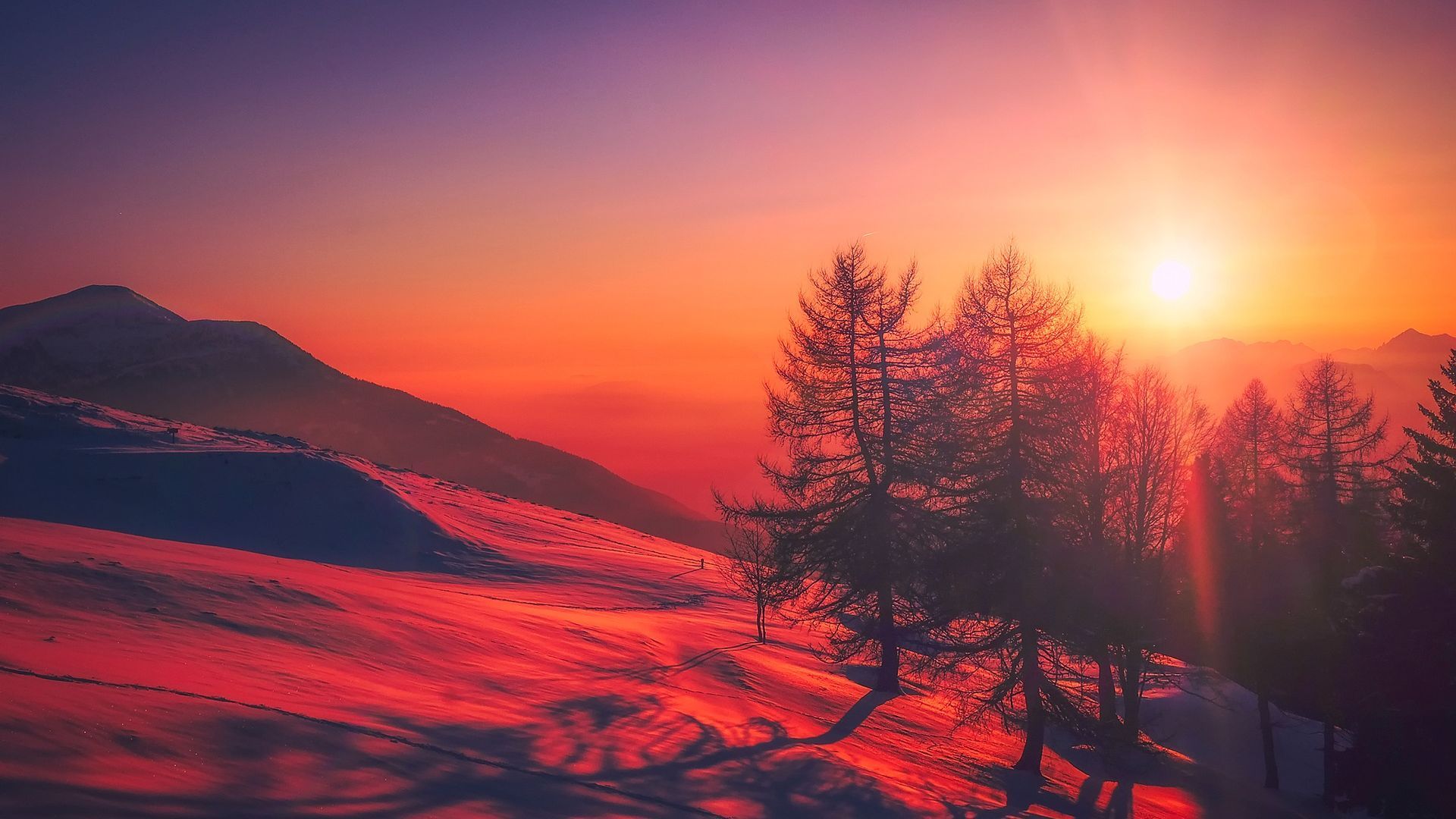 Alba su montagne innevate, 1920x1080 Full HD, PC Desktop